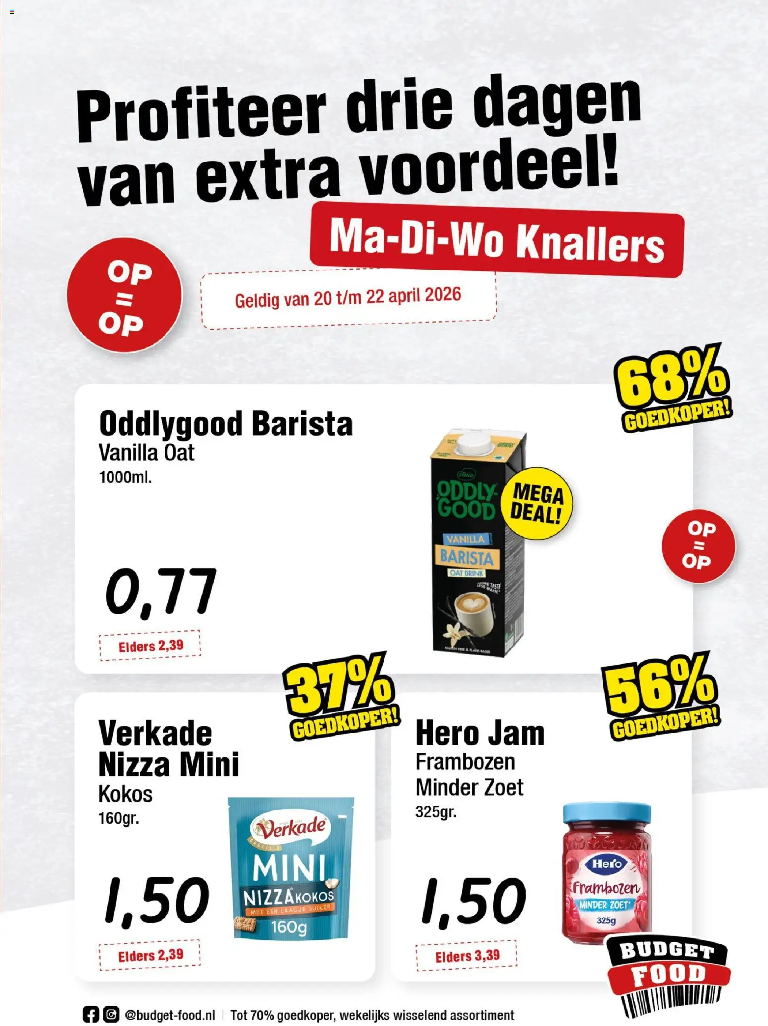 Voorbeeld van Budget Food folder - Ma-Di-Wo van winkel Budget Food geldig vanaf 20-04-2026 - Jam, Suiker, Frambozen