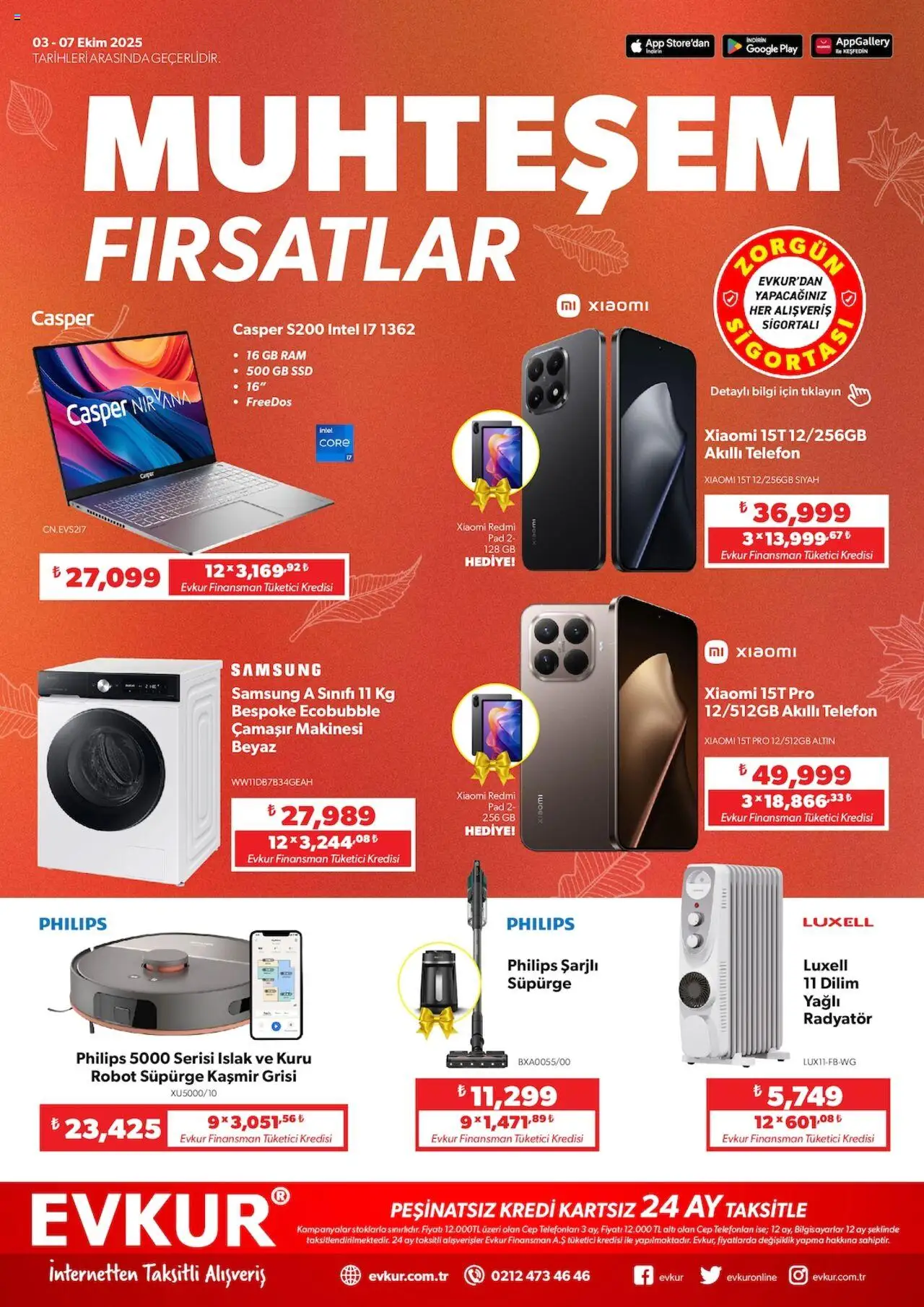 Evkur Muhteşem Fırsatlar (03 - 07 Ekim 2025) - Sayfa numarası 1 - Telefon, Çamaşır makinesi, Robot süpürge, Robot, Akıllı telefon, Radyatör