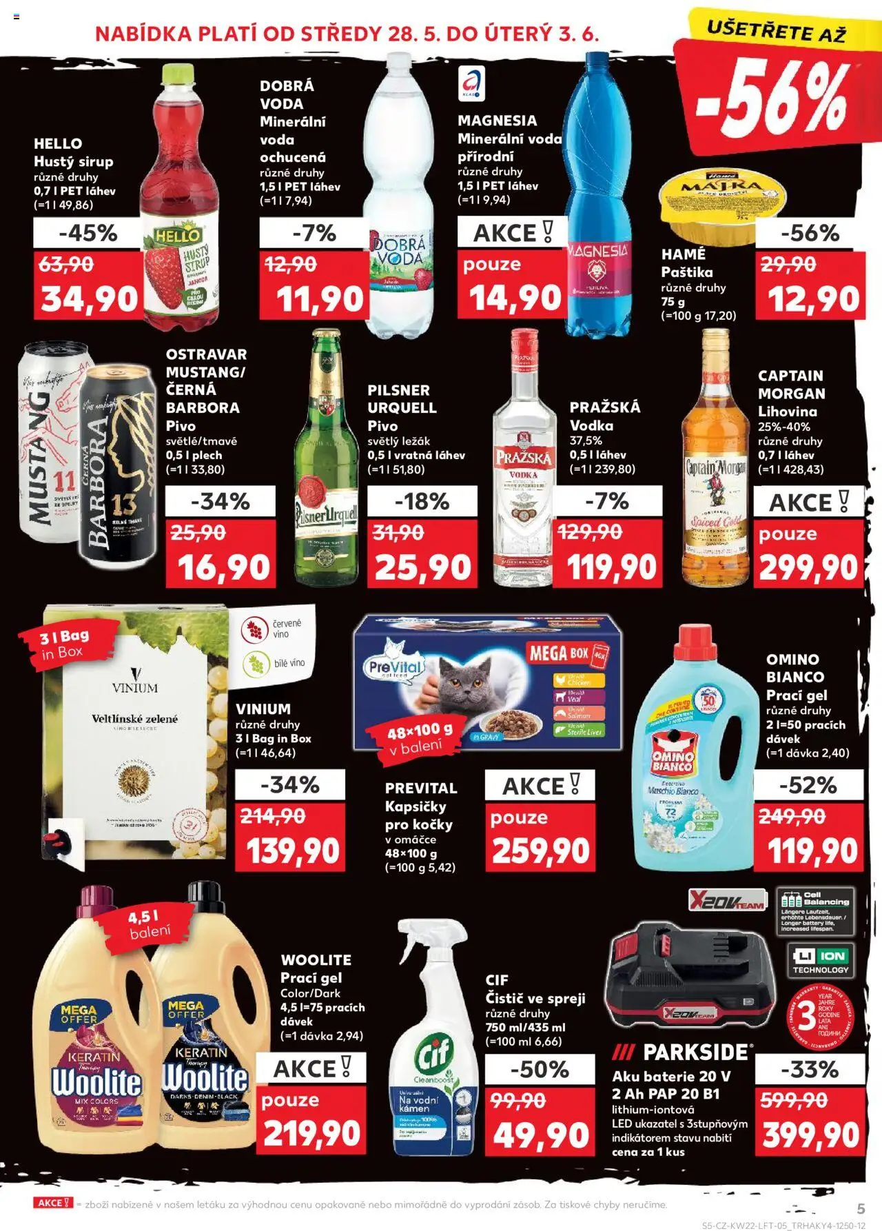  KAUFLAND Leták - Plzeň (28.05.2025) příští týden - strana 5 - Parkside, Pilsner Urquell, Vodka, Box, Pilsner, Paštika, Woolite, Pražská vodka