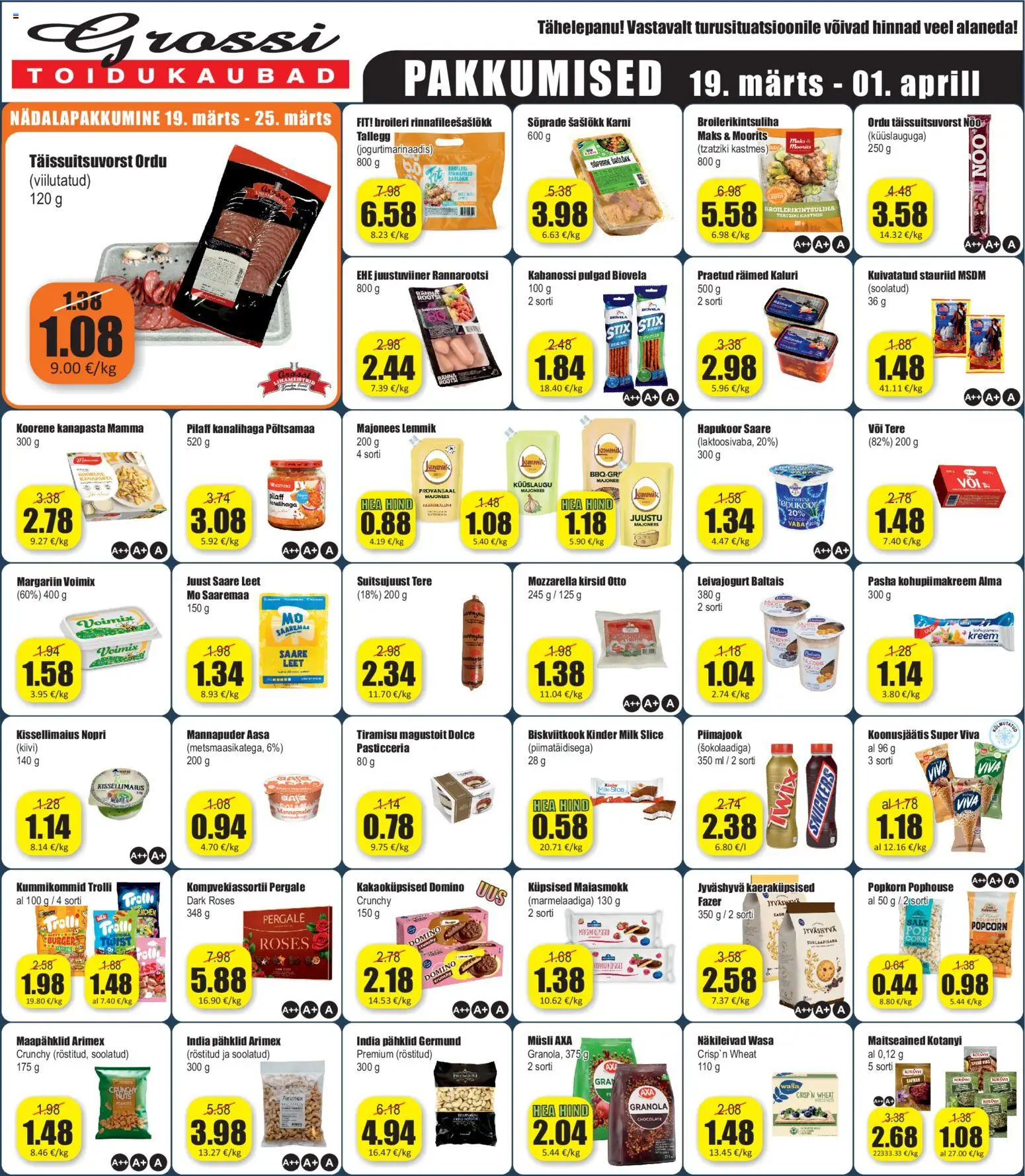 Grossi Toidukaubad kliendilehe eelvaade alates 19.03.2026