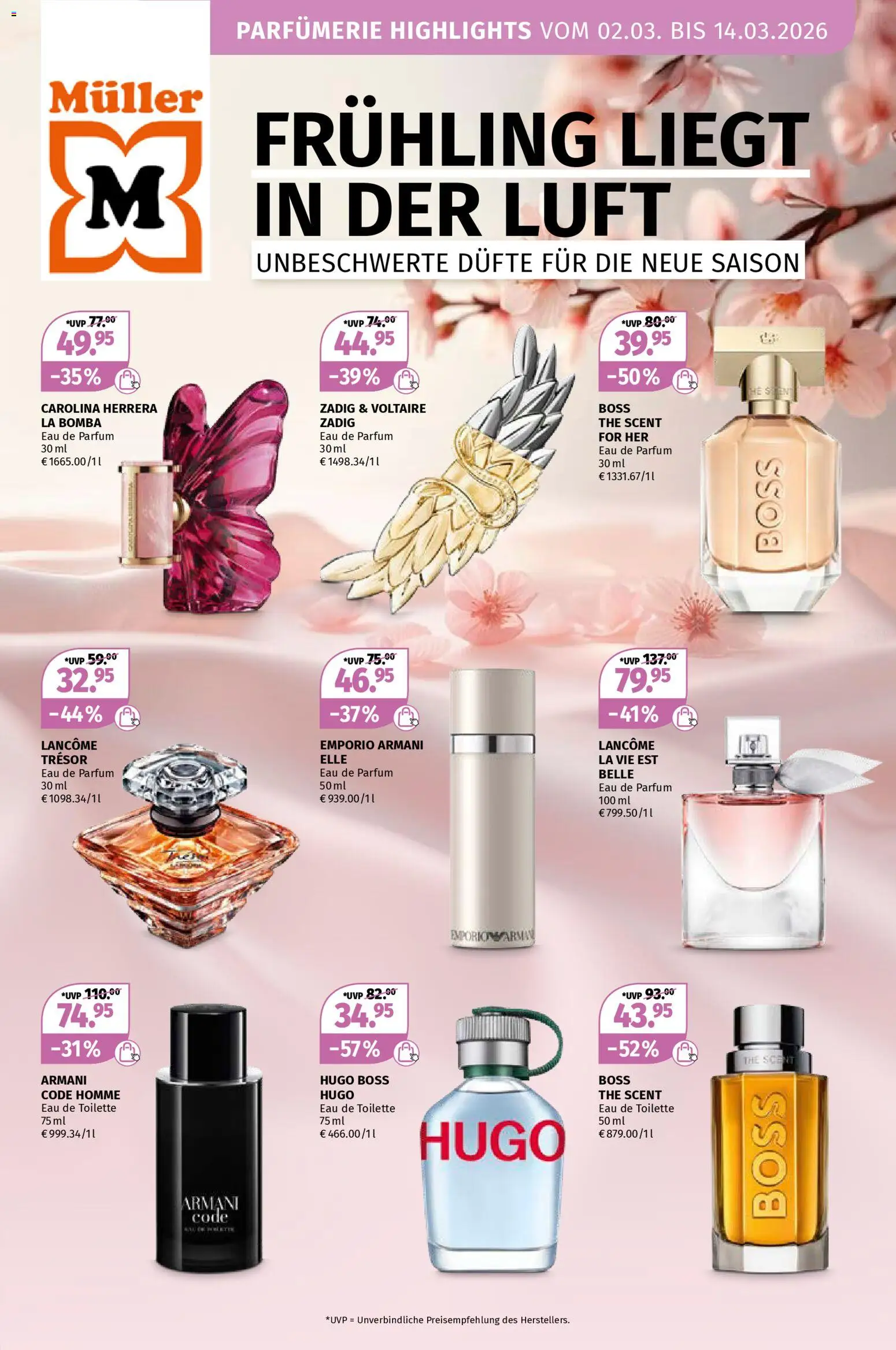 Vorschau von dem Prospekt des Geschäftes Müller, gültig ab dem 02.03.2026 - Toilette, Parfüm, Hugo, Eau de Toilette, Eau de Parfum