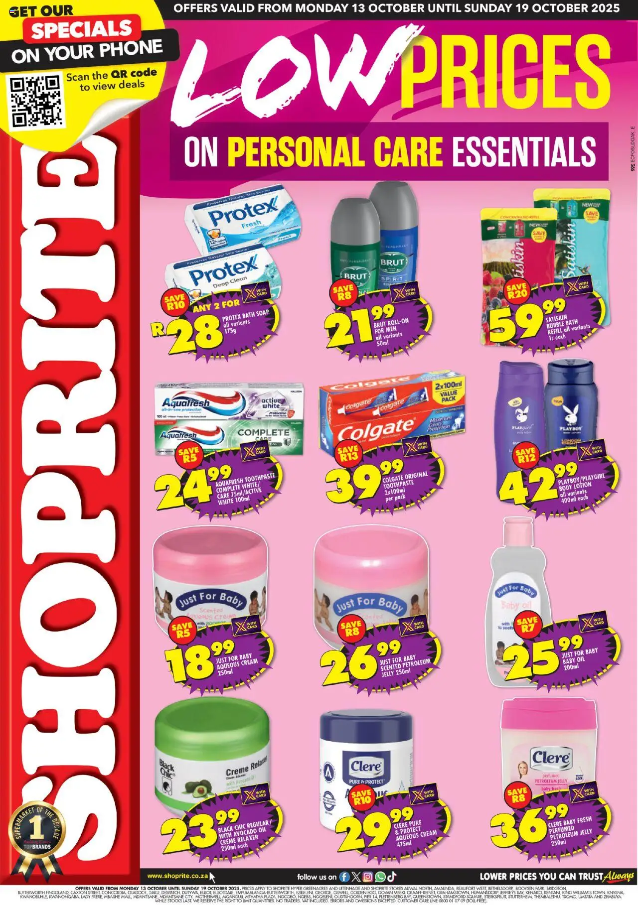 Shoprite Eastern Cape - Personal Care Essentials 13/10 - 19/10/2025 >> Catalogue