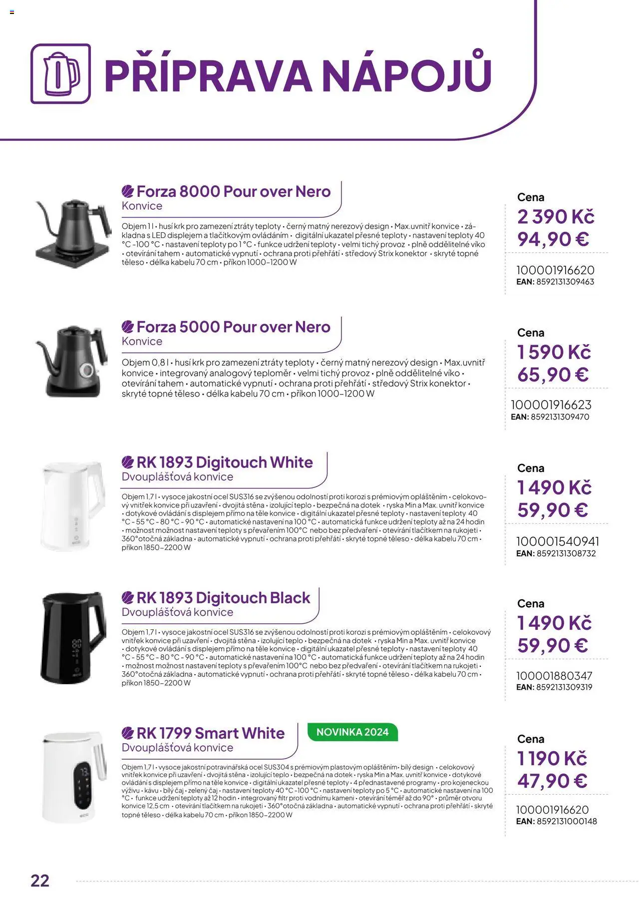  Expert elektro Katalog - ECG - Malé domácí spotřebiče (od úterý 01.10.2024) - strana 22 - Čaj, Teploměr, LED, Zelený čaj, Konvice, Konektor