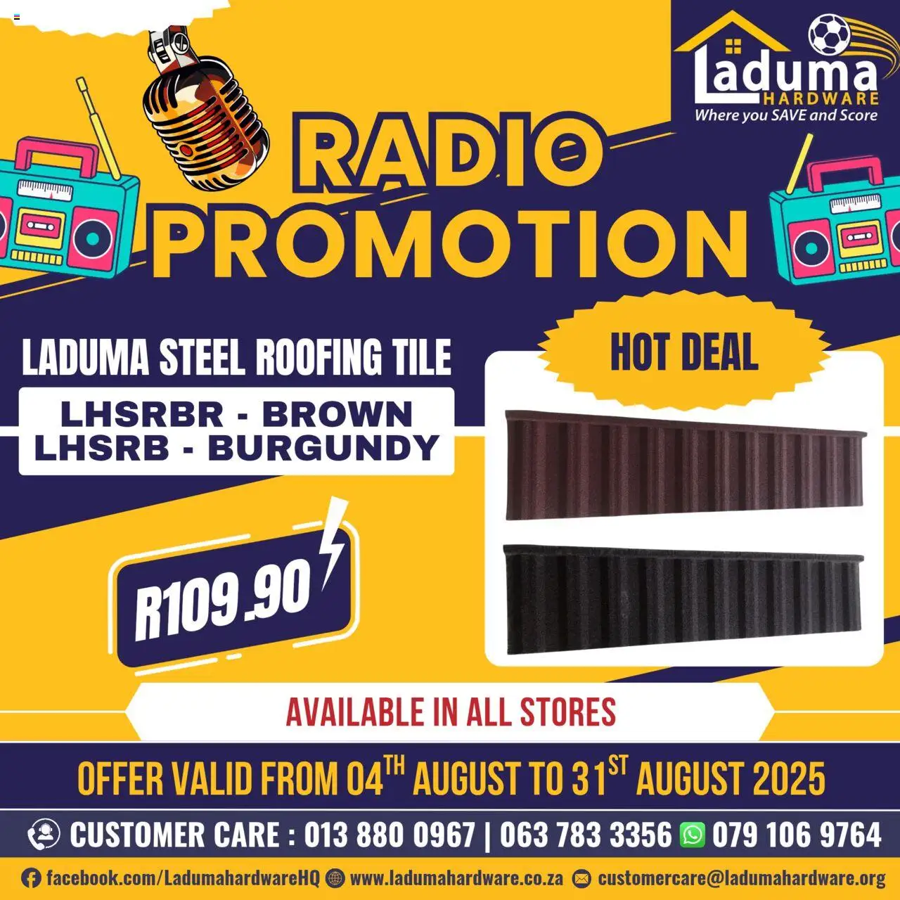 Laduma Hardware Radio Promotion from 04/08 - 31/08/2025 > Promotions - Radio