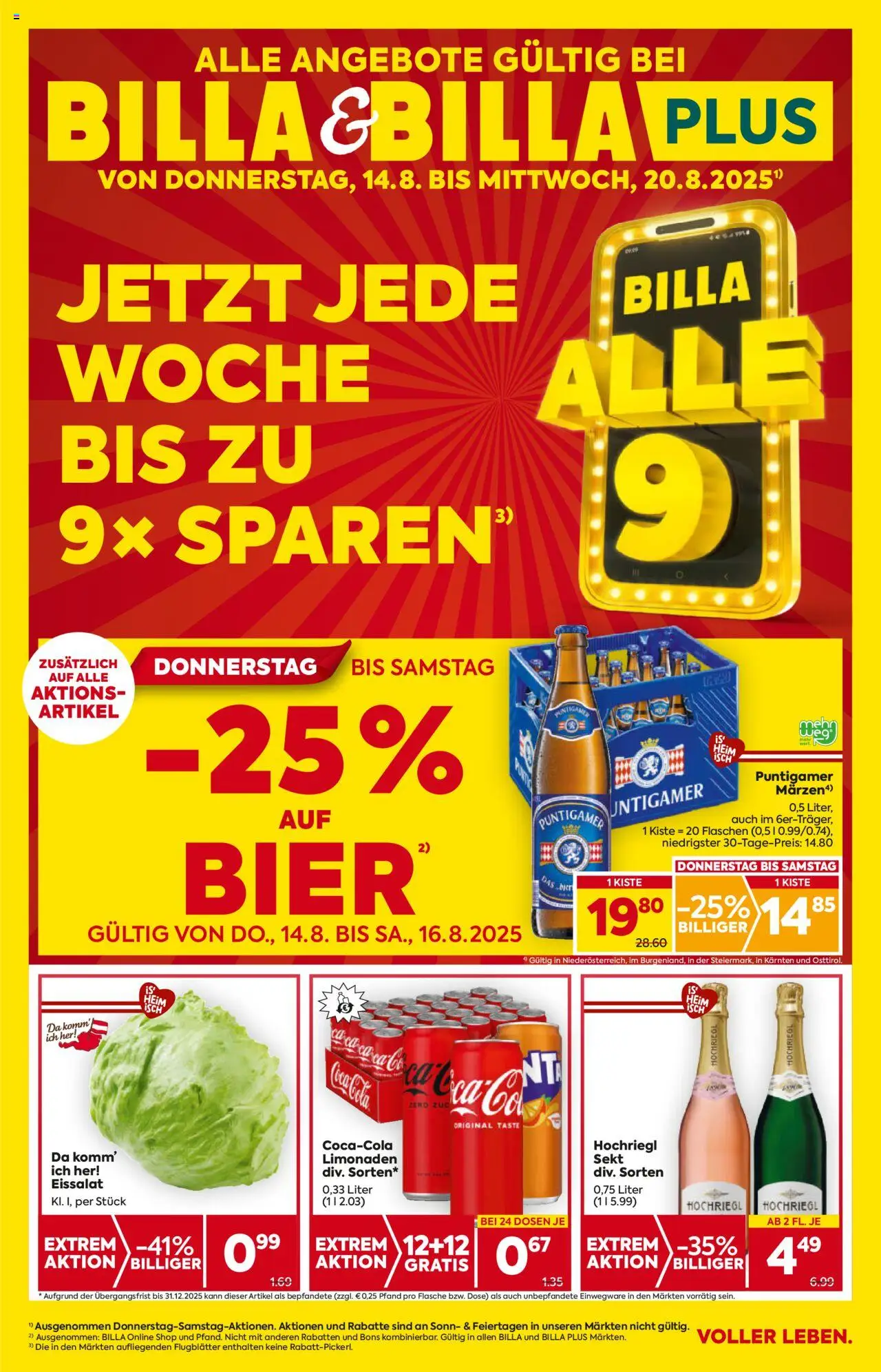  BILLA Flugblatt ab 14.08.2025 vorschau >> Steiermark - Seite 1