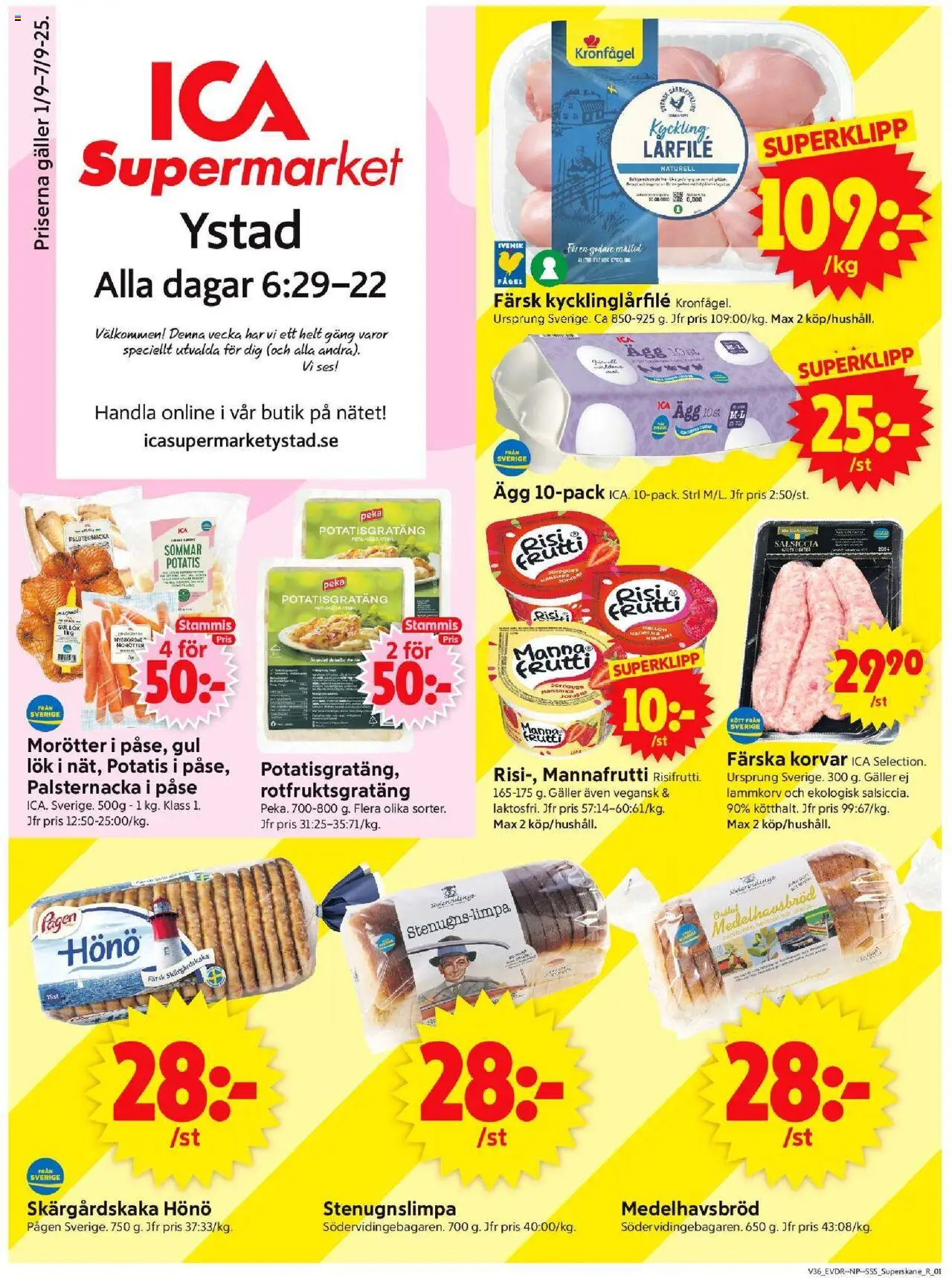 Ystad är giltig 01/09 2025 > Veckans Erbjudanden gäller från 01/09/2025 till 07/09/2025 sidnummer 1