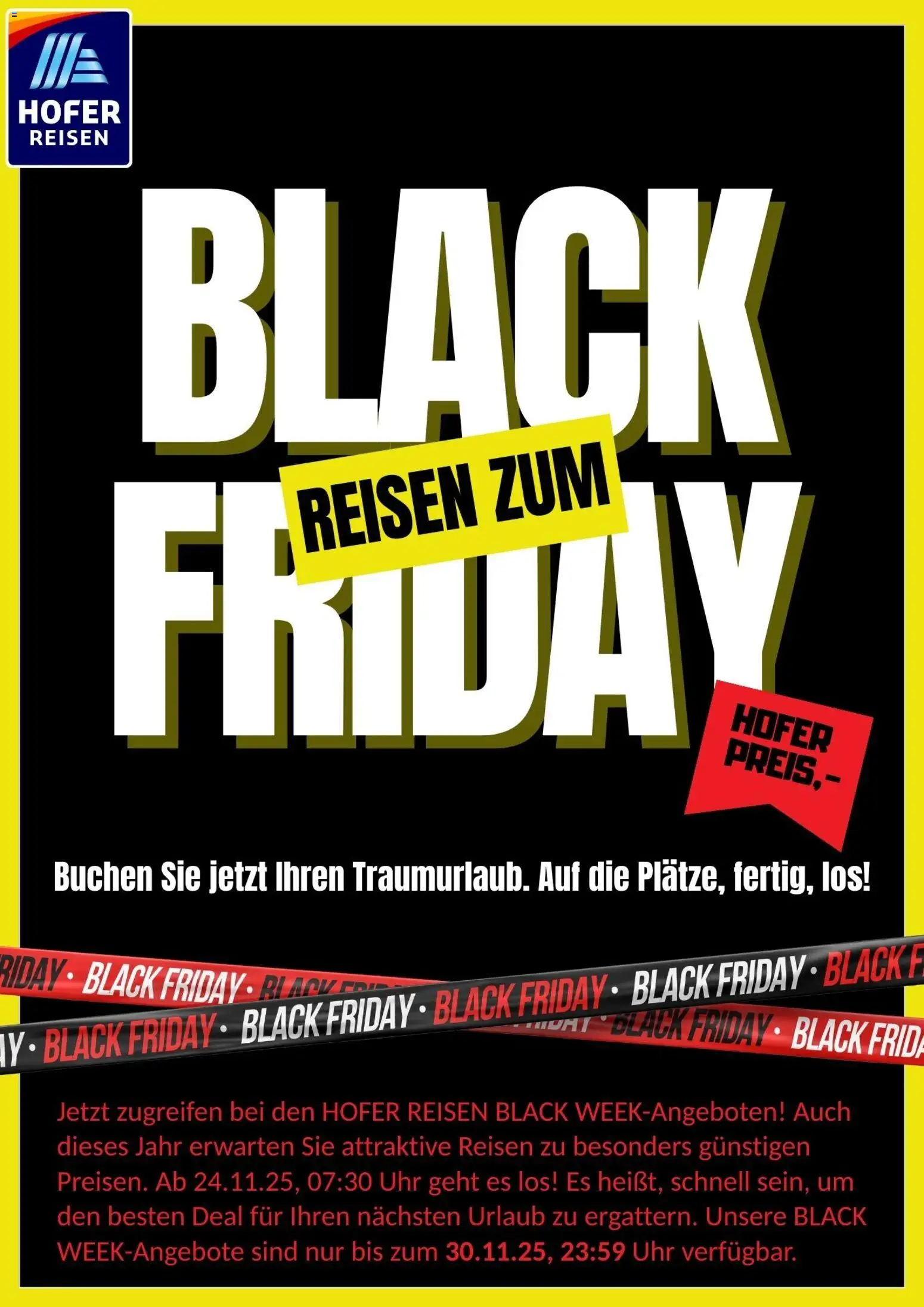 Vorschau der Angebote: Hofer Reisen Black Friday gültig ab 24.11.2025
