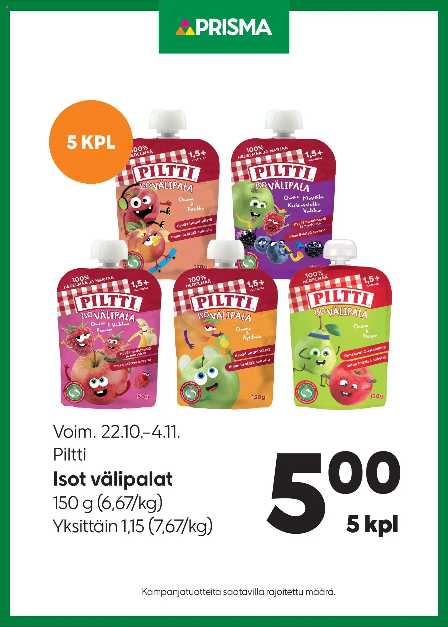 Prisma-kaupan Tarjoukset Piltti voimassa 22/10/2025 - Sivulla 1