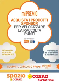 Anteprima dell'opuscolo Volantino Superstore Mi Premio Piemonte dal negozio Conad valido da 11/09/2025