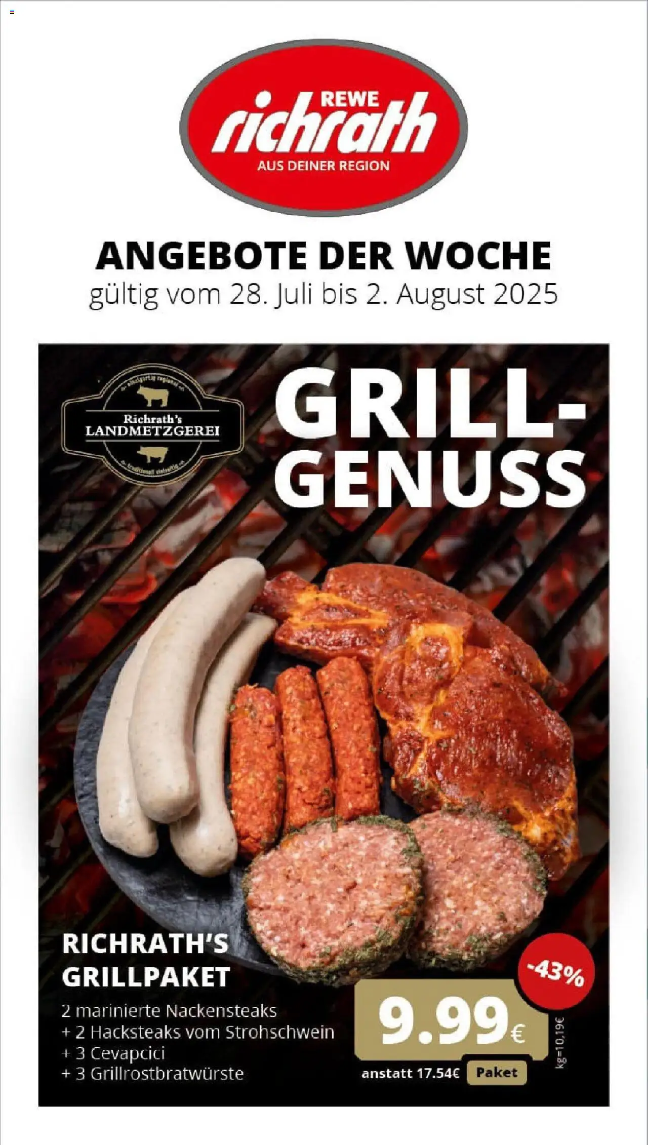 REWE Prospekt ab 27.07.2025 nächste Woche - Prospekt Bergheim	