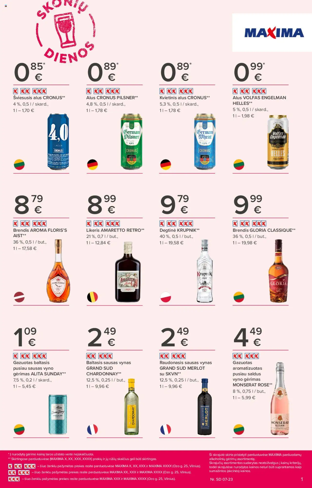 MAXIMA leidinys galioja nuo 2025.07.10 – puslapio numeris 1 - Degtinė, Vynas, Alus