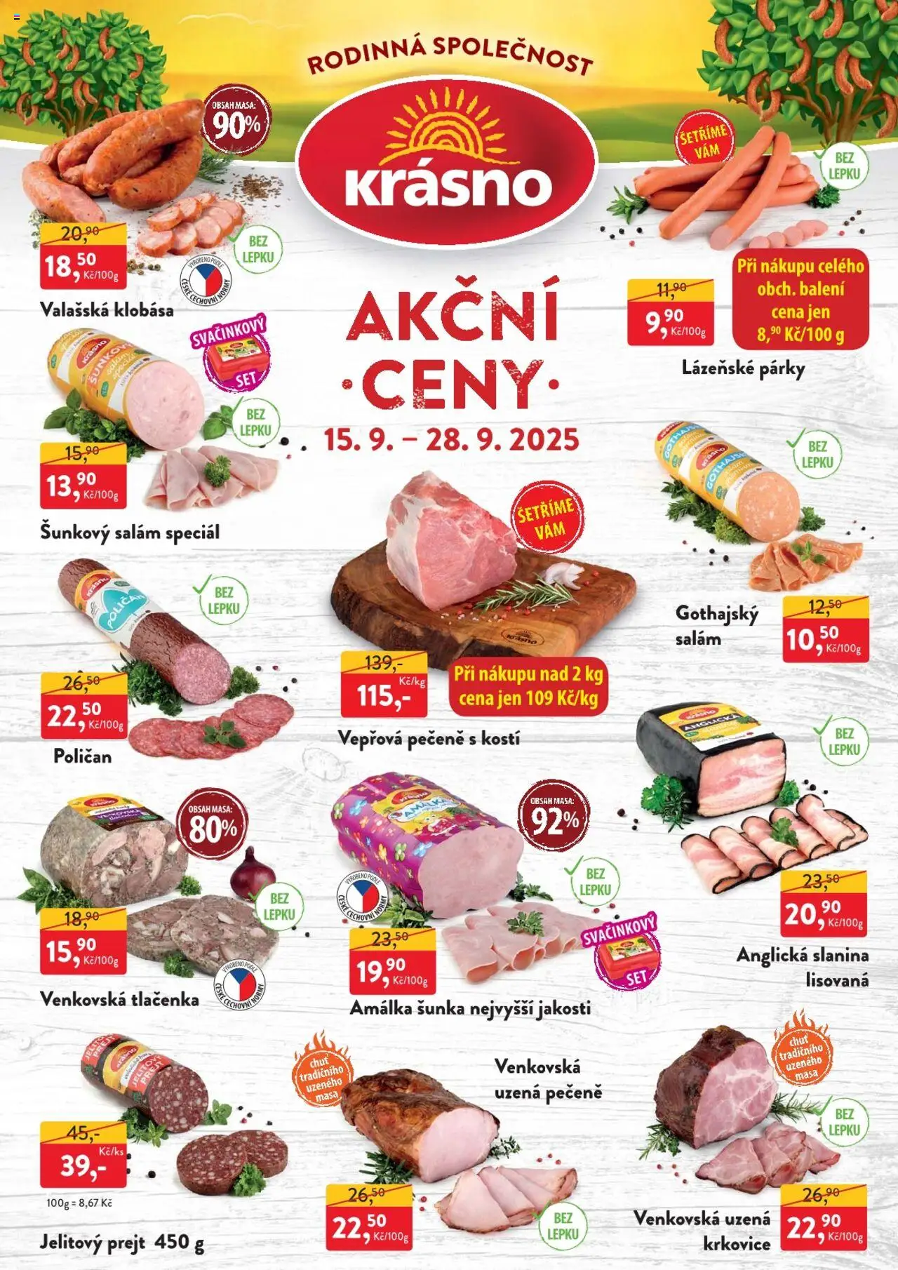 Náhled nabídky: MP Krásno Leták platný od 15.09.2025 - Steak, Křen, Camembert, Gouda, Paštika, Uzená žebra, Plísňový sýr, Sýr Gouda