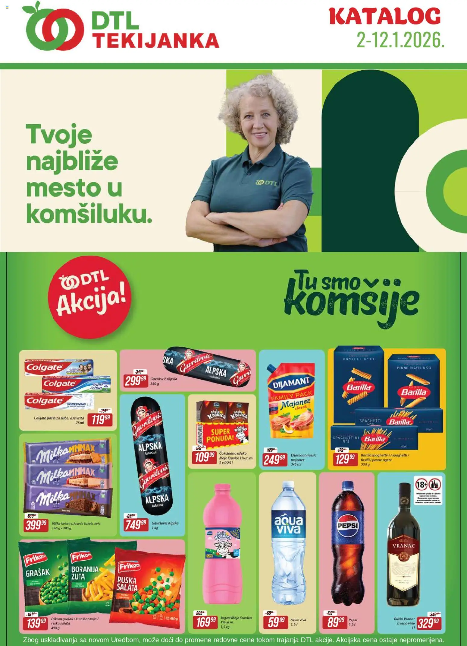 Pregled Tekijanka kataloga - važi od 02.01.2026 - Ruska salata, Milka, Vino, Jagoda, Salata, Moja kravica, Mleko, Jogurt