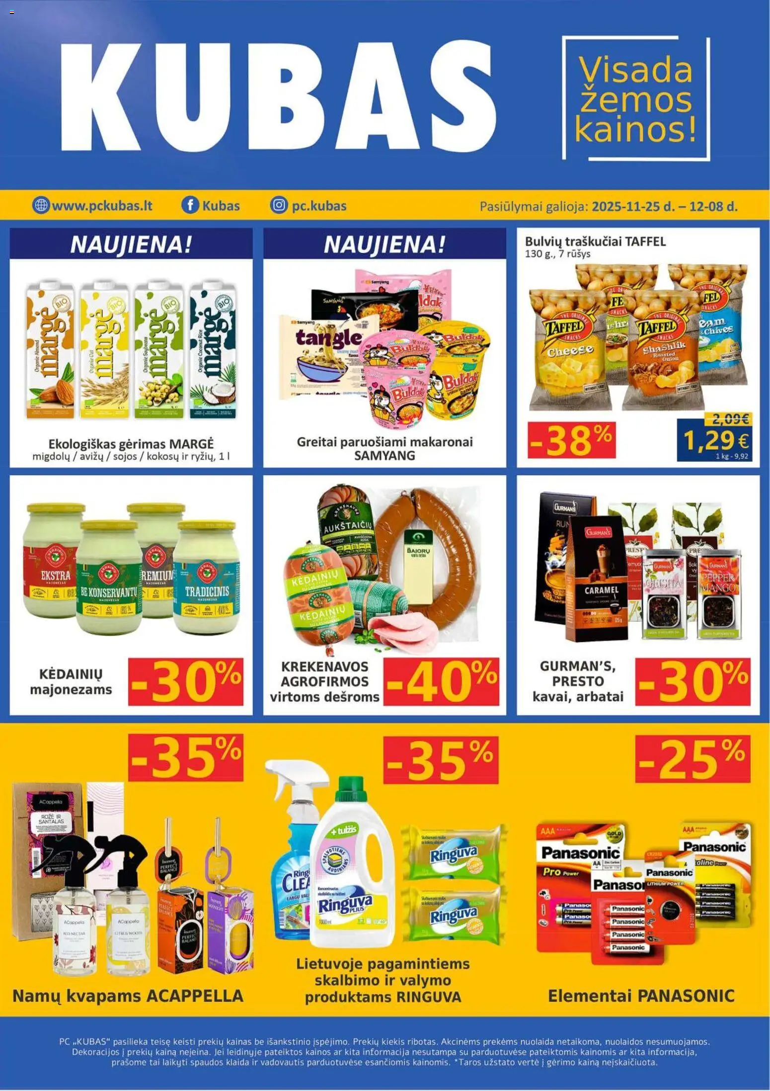 Kubas parduotuvės leidinio Leidinys galiojančio nuo 2025.11.25 peržiūra - Makaronai, Traškučiai, Greitai paruošiami makaronai