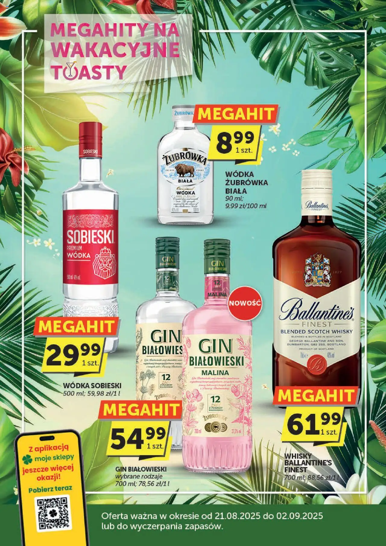 Groszek Oferta alkoholowa od 21.08.2025 - Nowa Gazetka - Numer strony 1 - Whisky, Ballantines, Wódka, Gin, Malina, Żubrówka, Scotch whisky