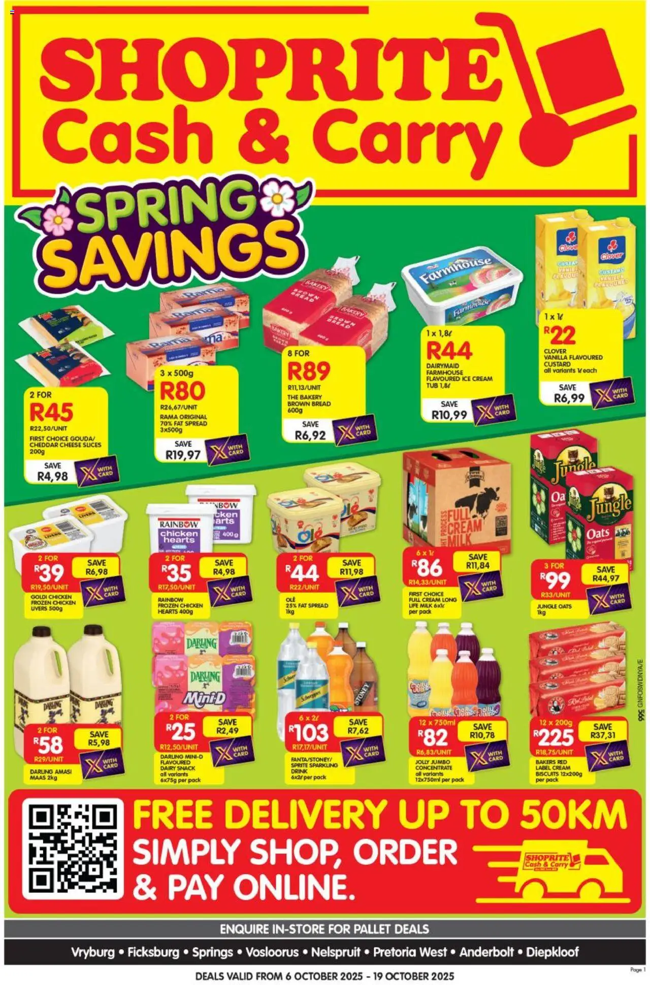 Shoprite Gauteng - Cash & Carry Spring Savings Selected Stores 06/10 - 19/10/2025 >> Catalogue - Bakery, Milk, Cream, Oats, Spread, Cheddar, Frozen chicken, Fat spread