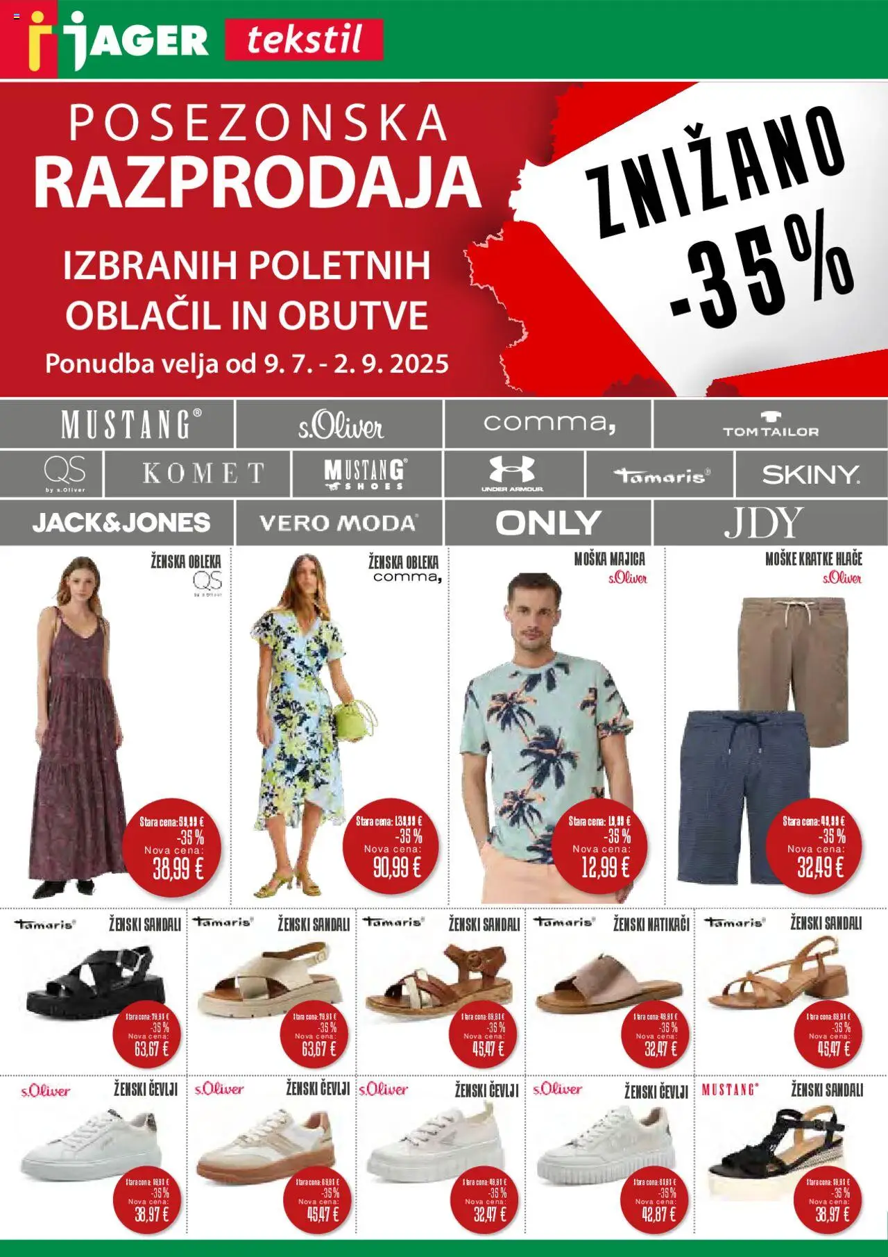 Jager Katalog tekstil od 23.07.2025 - aktualna ponudba - stran 1 - Majica, Hlace, Kratke hlace, Obleka, Cevlji, Sandali, Natikaci