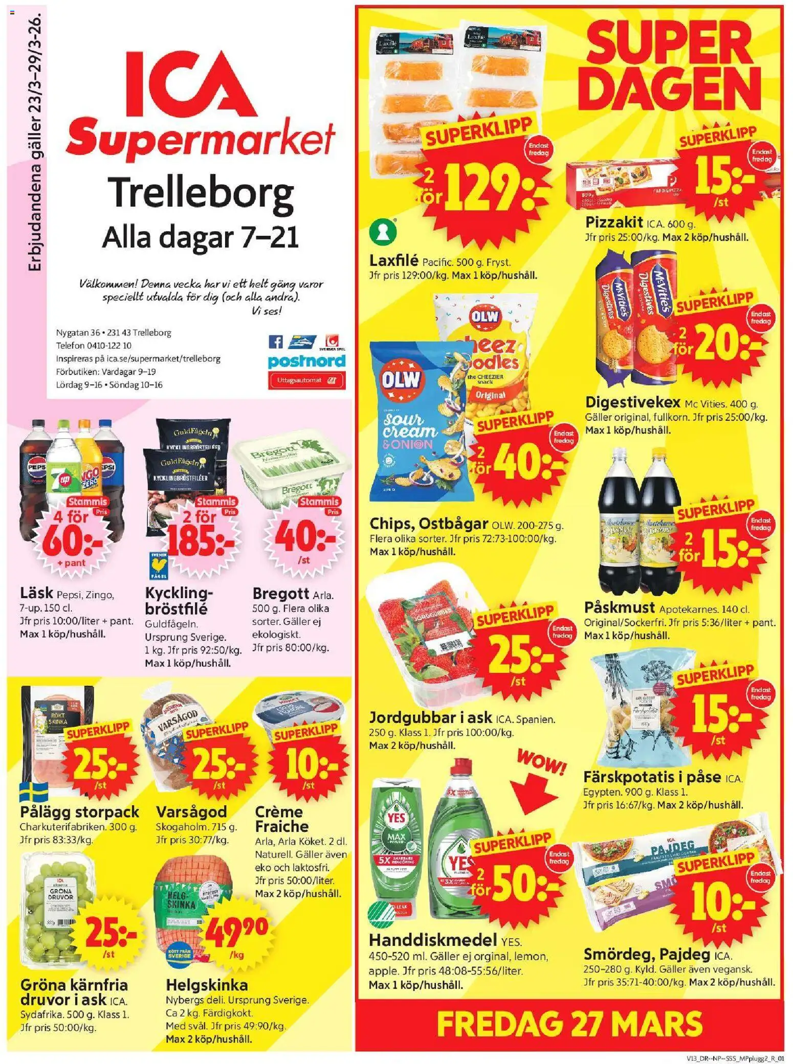 Förhandsgranska reklamblad Trelleborg från butik ICA Supermarket gäller från 23/03/2026