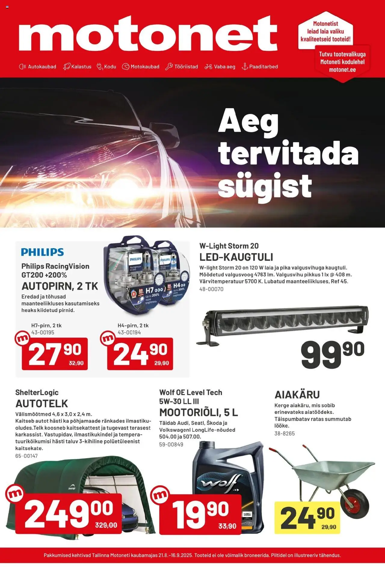 Motonet-kaupan Tarjoukset - Aeg tervitada sügist voimassa 21/08/2025 - Sivulla 1