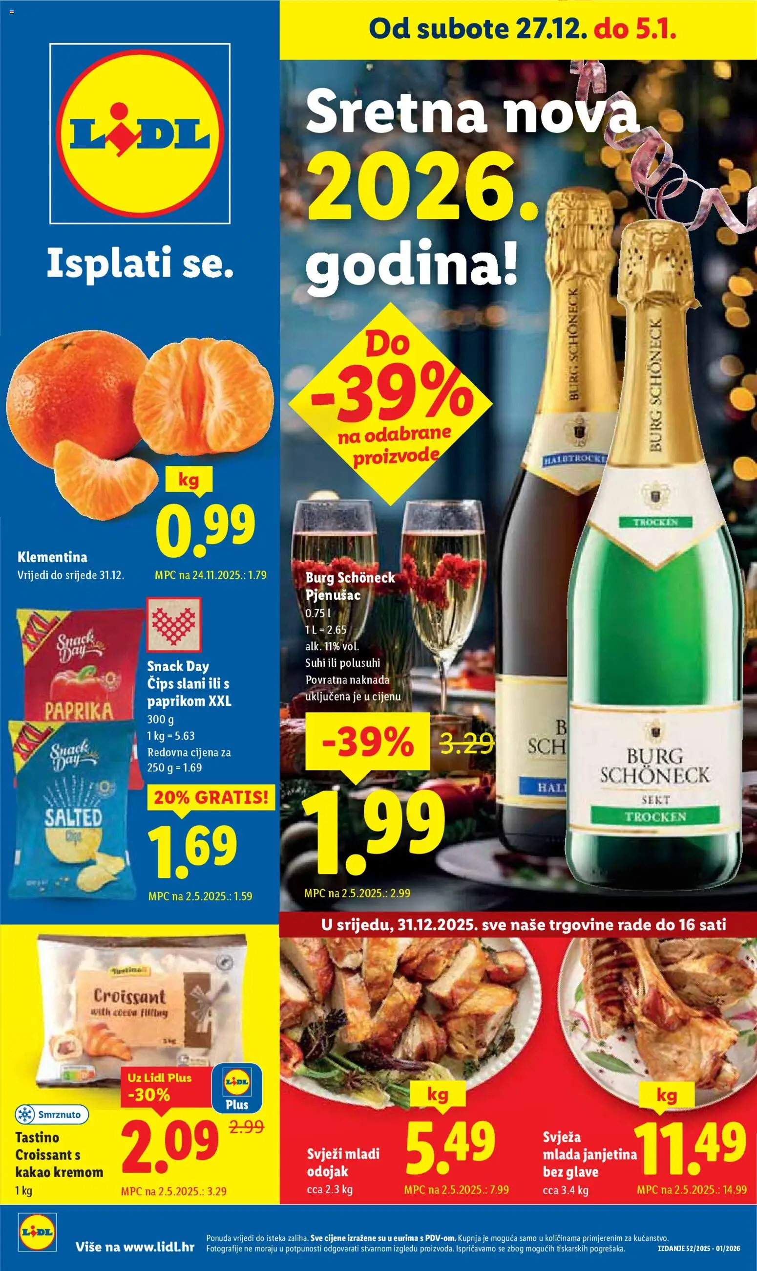 Pregled letka Sretna nova 2026 godina! trgovine Lidl vrijedi od 27.12.2025