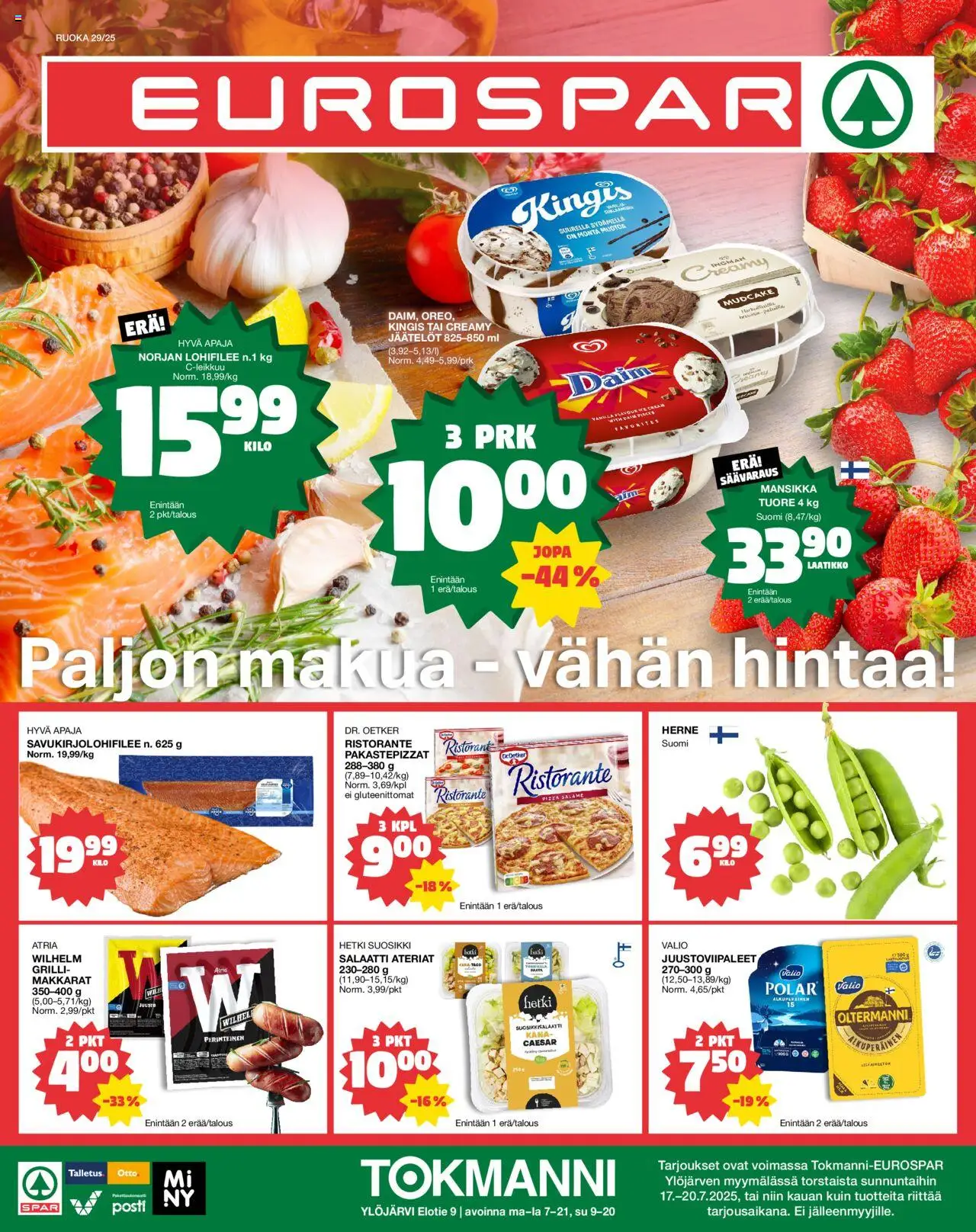 Tokmanni-kaupan EUROSPAR Ylöjärvi Ruokasanomat voimassa 17/07/2025 - Sivulla 1