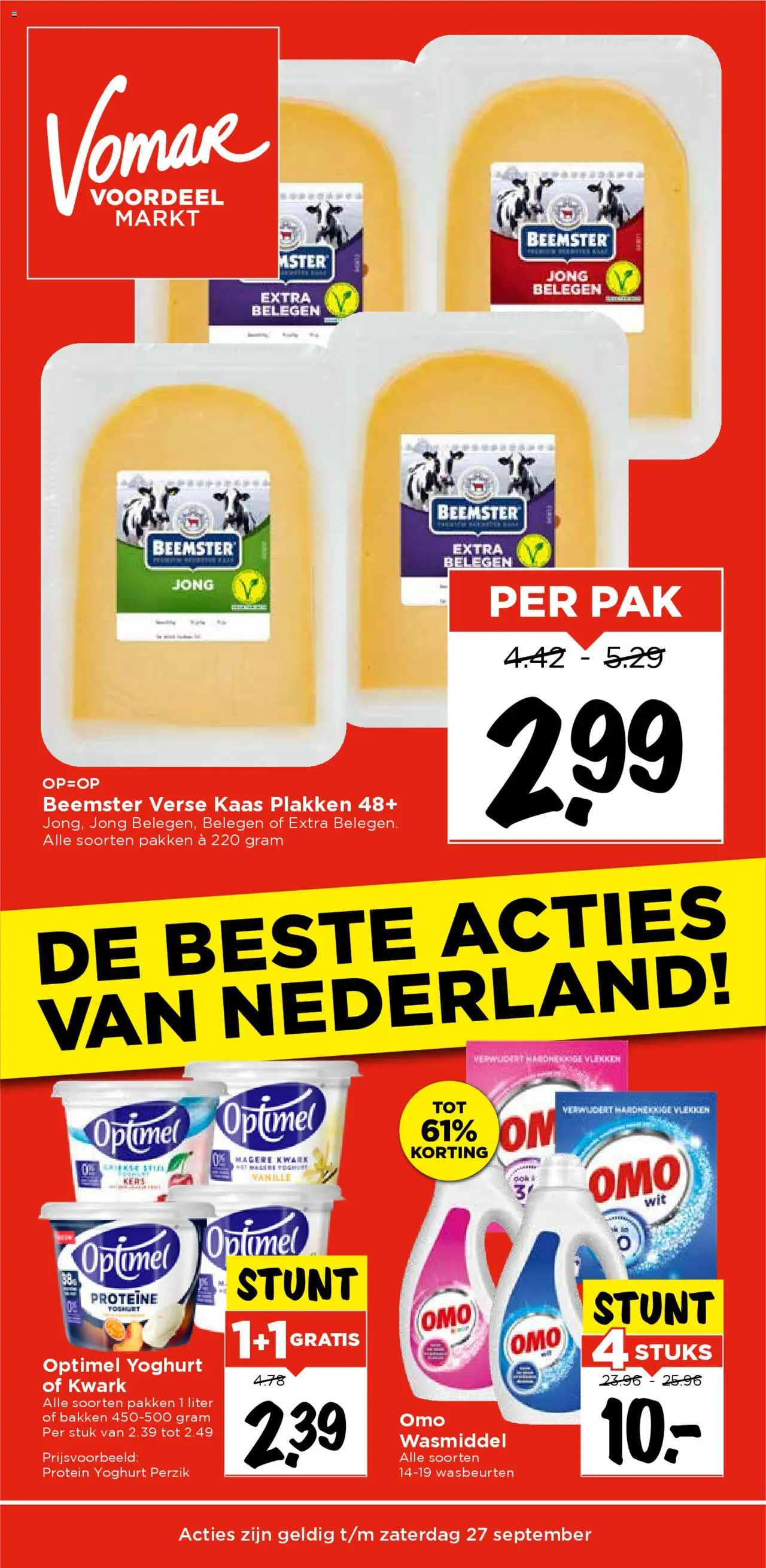 Vomar shop Weekendfolder week 39 geldig vanaf 25-09-2025 - Paginanummer 1 - Kaas, Wasmiddel, Yoghurt, Kwark, Magere kwark, Vanille, Proteïne, Verse kaas
