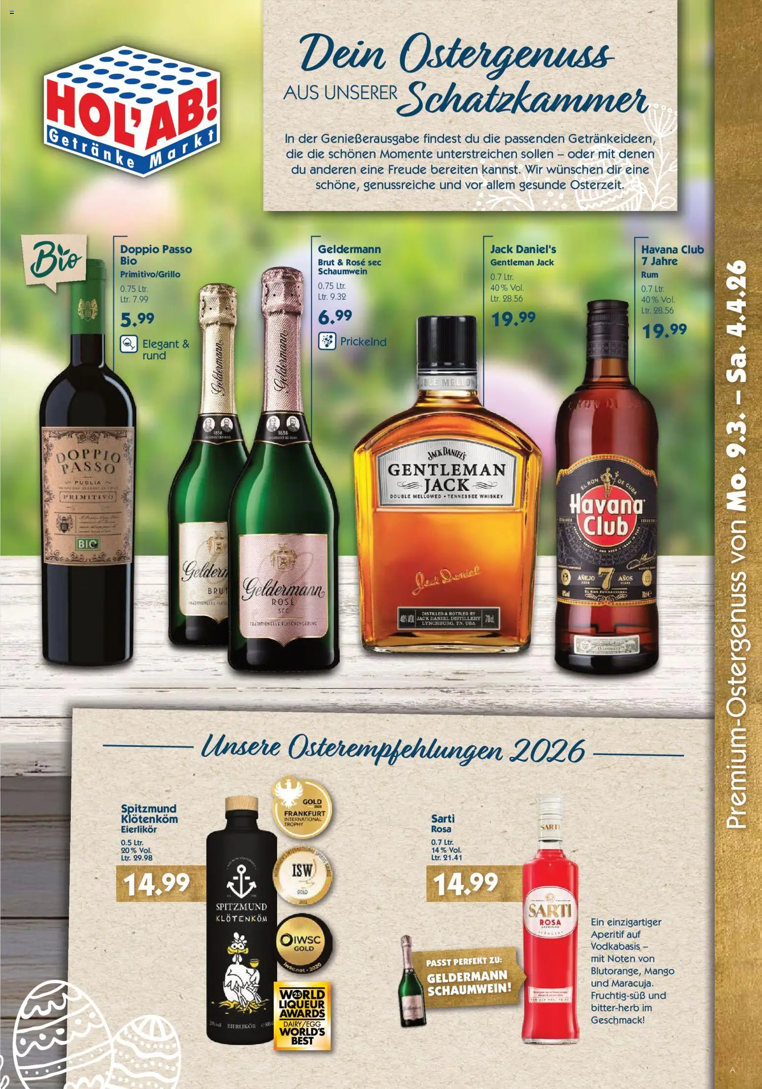 Vorschau von dem Prospekt des Geschäftes HOL’AB!, gültig ab dem 09.03.2026 - Mango, Havana club, Whiskey, Doppio Passo, Jack Daniel's
