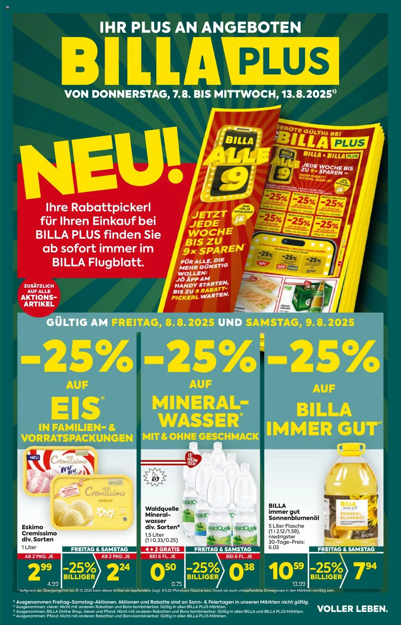  BILLA PLUS Flugblatt 07.08.2025 - Angebote aktuell, prospekt - Seite 1