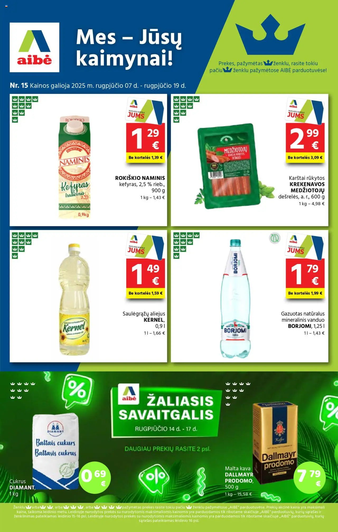 AIBE leidinys galioja nuo 2025.08.07 – puslapio numeris 1 - Kava, Vanduo, Aliejus, Cukrus, Mineralinis vanduo