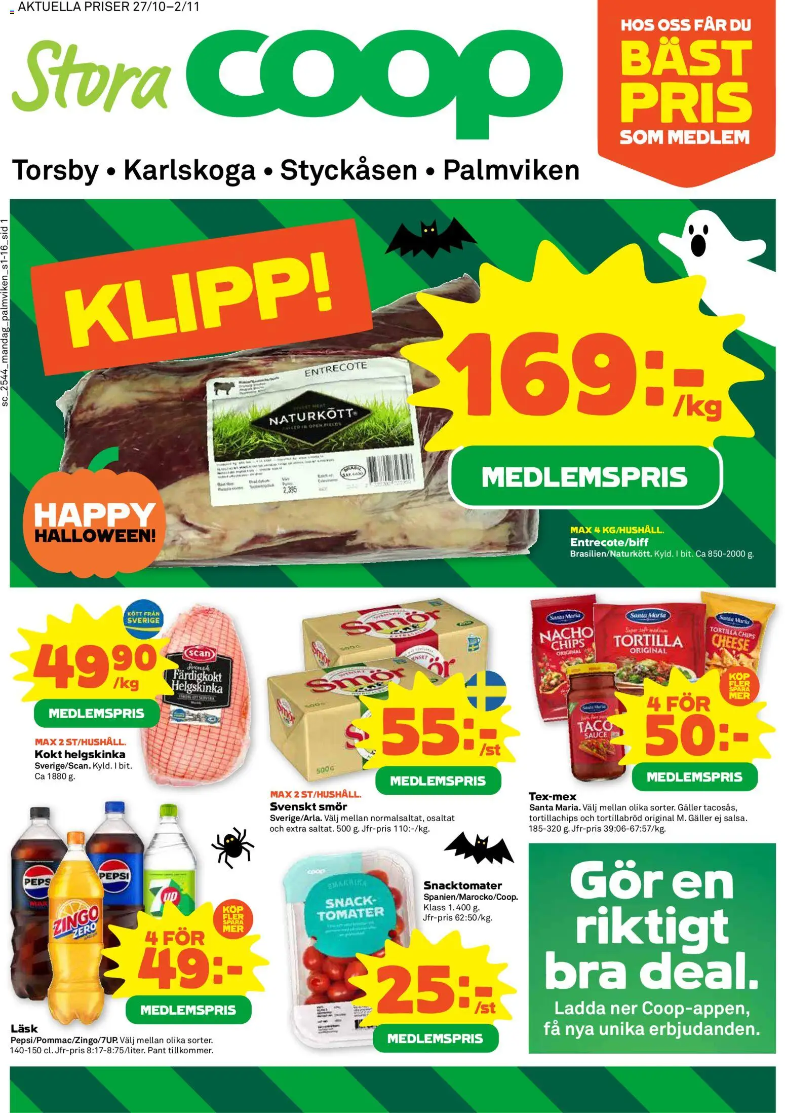 Aktuella reklamblad Stora Coop är giltig 27/10 2025 > Veckans Erbjudanden gäller från 27/10/2025 till 02/11/2025 sidnummer 1