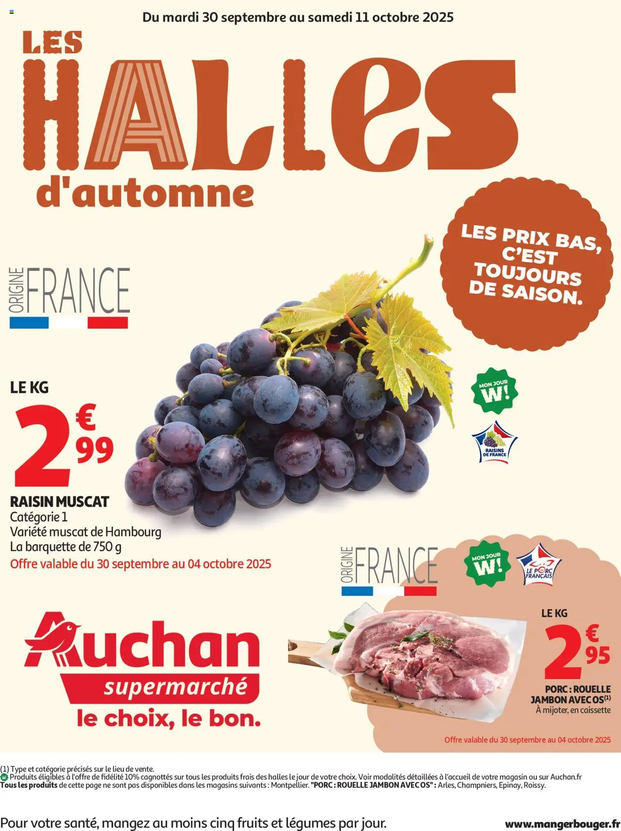 Auchan shop Les Halles d'automne dans votre super geldig vanaf 30/09/2025 - Paginanummer 1