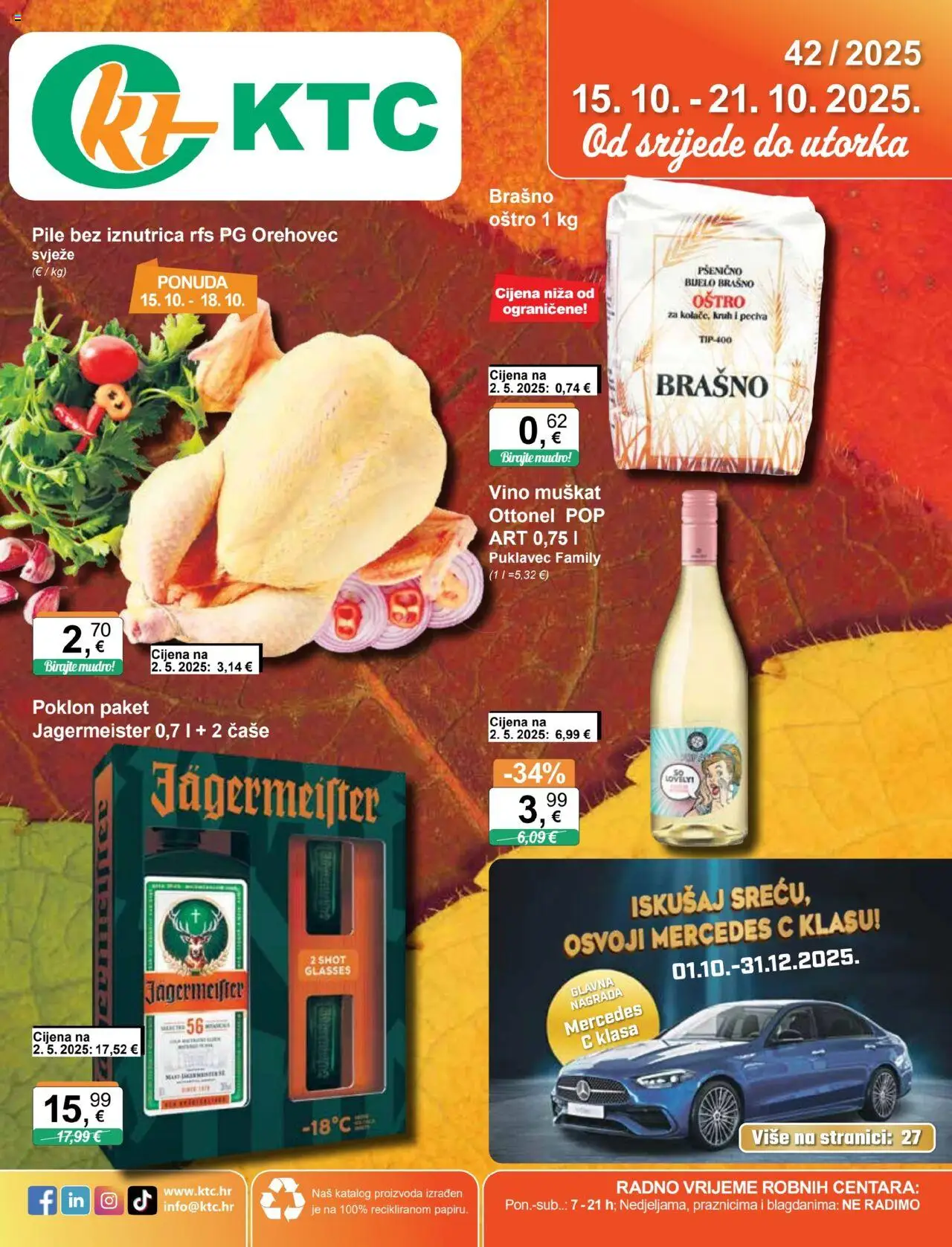 Pregled letka Katalog trgovine KTC vrijedi od 15.10.2025 - Brašno, Kruh, Vino, Čaše, Jägermeister