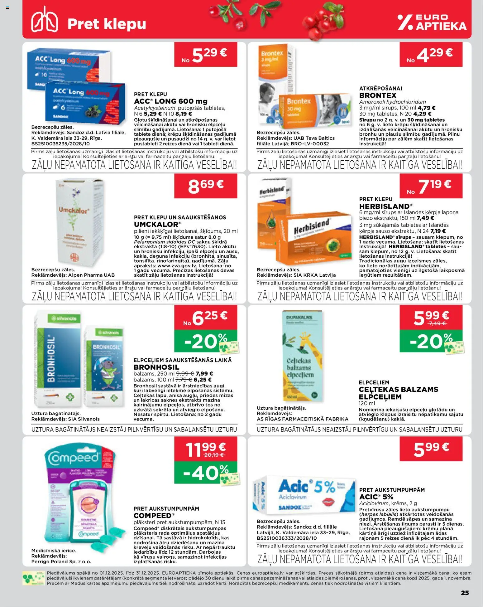 Skatīt Euroaptieka akciju bukletu, derīgs no 2025.12.01