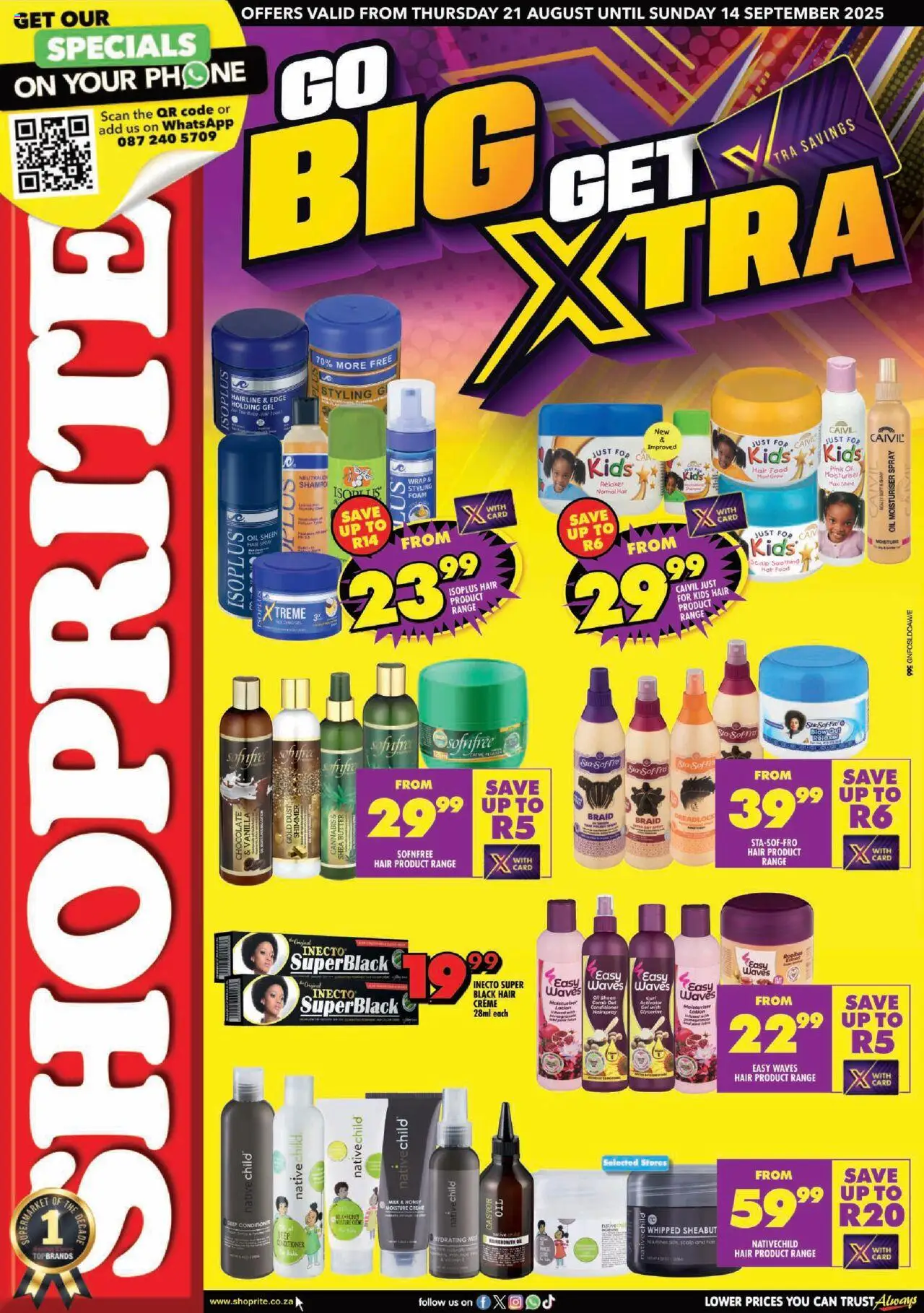 Shoprite Gauteng - Hair and Beauty 21/08 - 14/09/2025 >> Catalogue