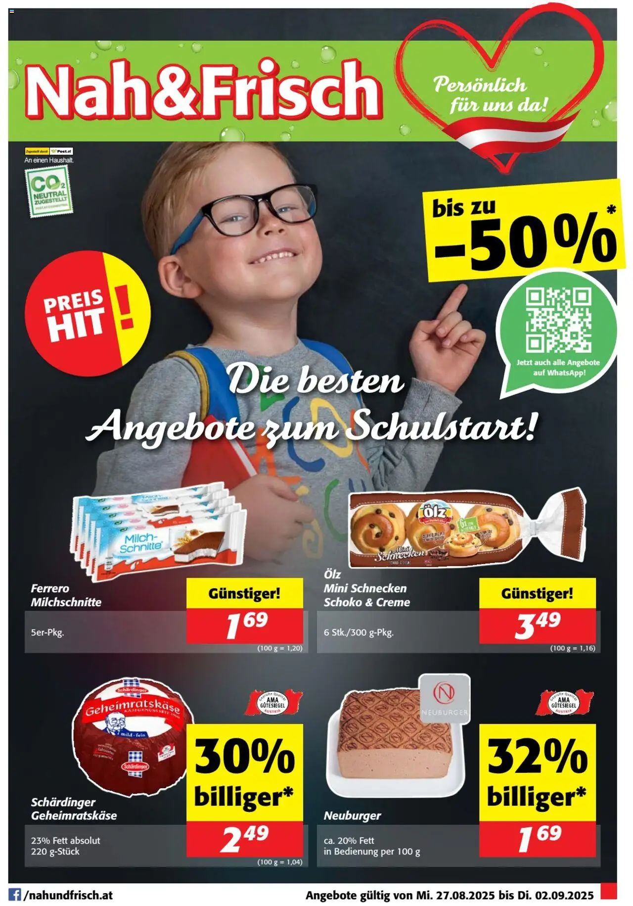  Nah und Frisch Flugblatt ab (27.08.2025 - 02.09.2025) - Seite 1 - Wasser, Shampoo, Creme