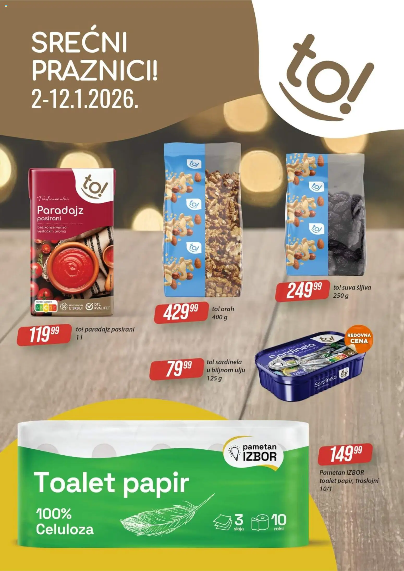 Pregled Tekijanka kataloga - važi od 02.01.2026 - Paradajz, Šljiva, Orah, Toalet papir