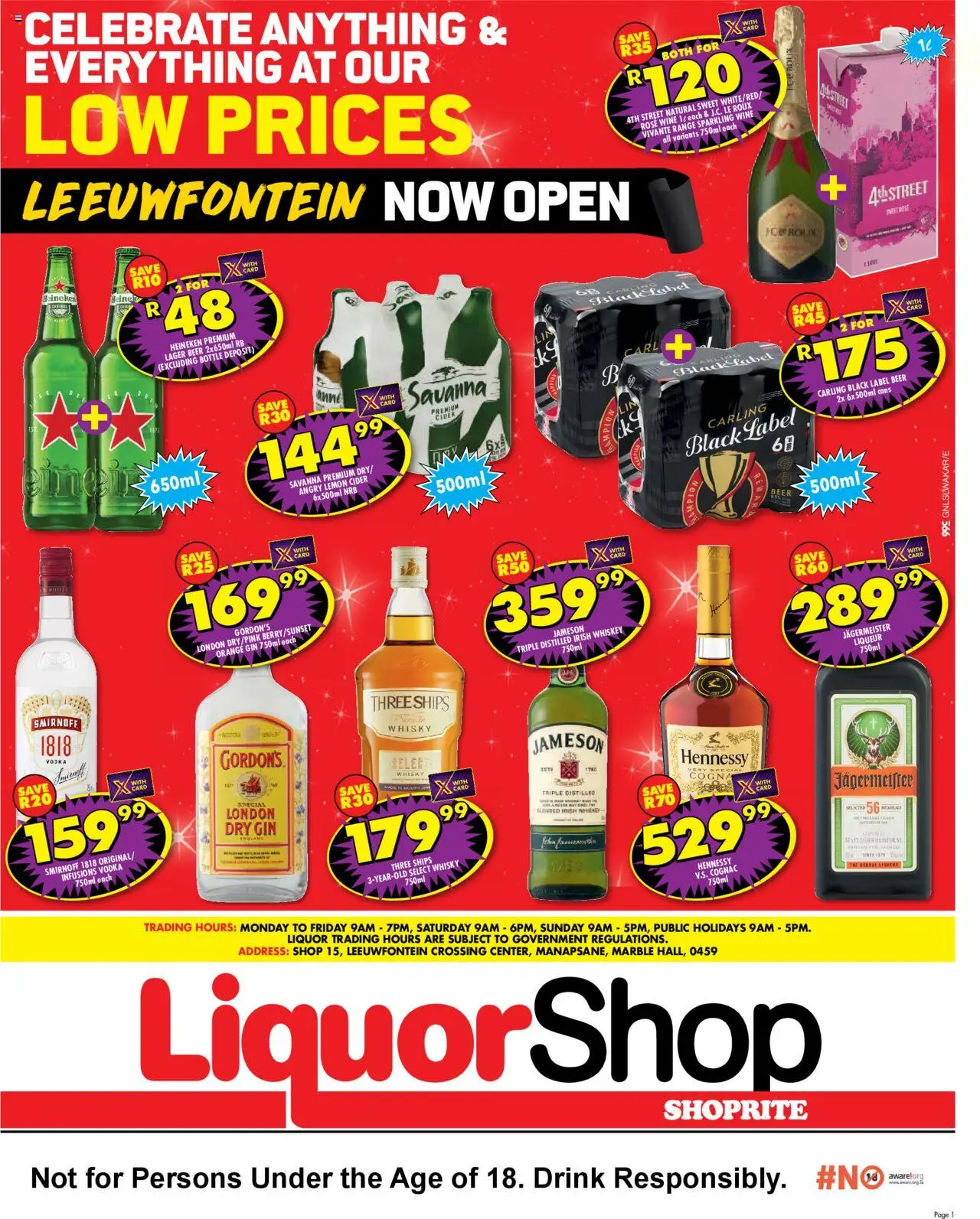 Shoprite Gauteng - LiquorShop Savings Leeuwfontein 21/07 - 03/08/2025 >> Catalogue