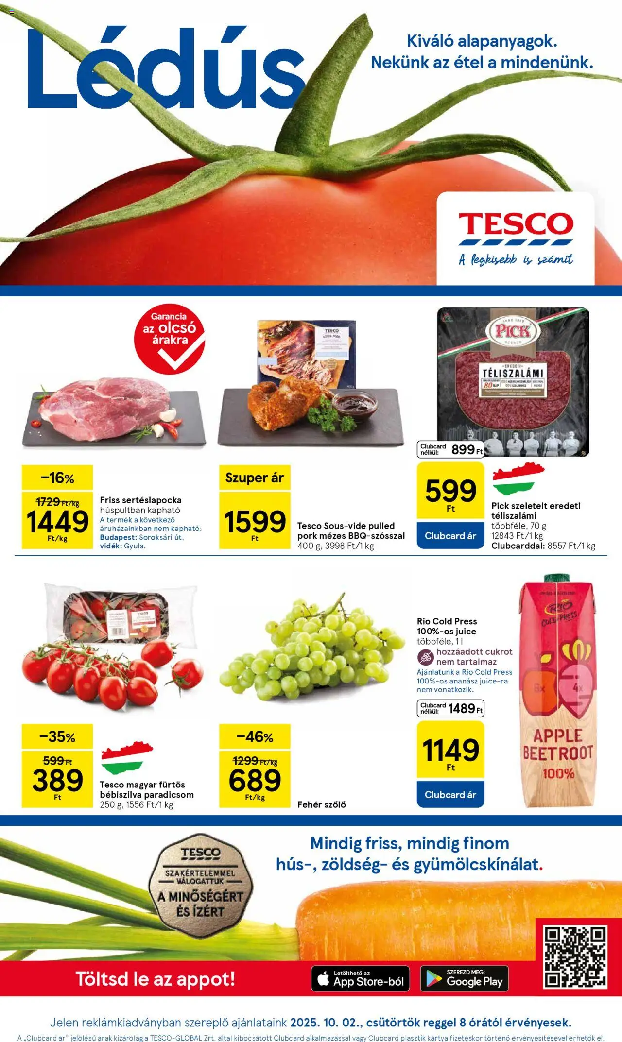 Tesco aktuális szórólap, érvényes 2025.10.02.-től - 1 oldal