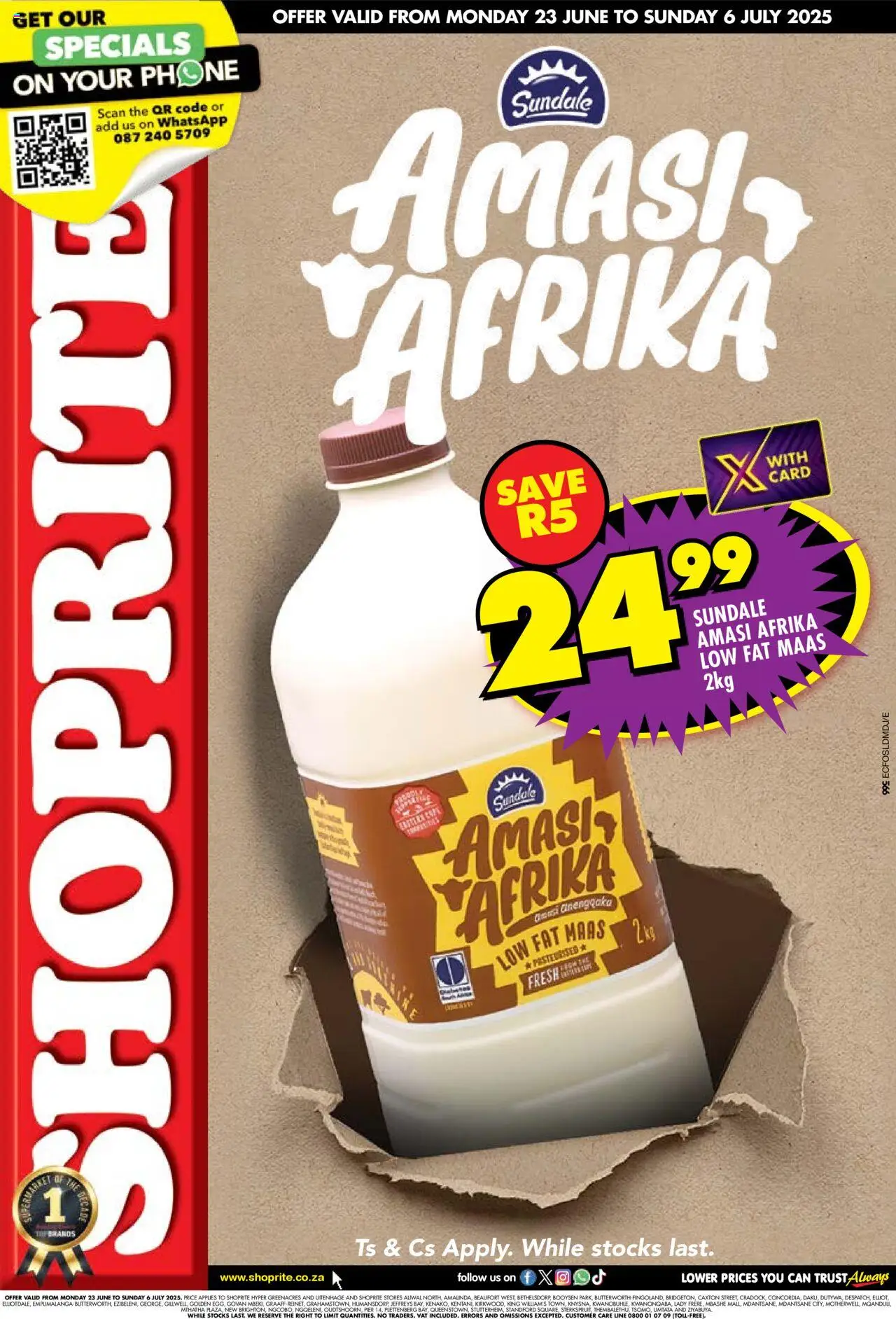 Shoprite Eastern Cape - Sundale Amasi Savings 23/06 - 06/07/2025 >> Catalogue - Phone