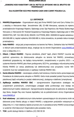 Pogląd gazetki "Regulamin akcji makrołaj" ze sklepu Makro ważnej od 01.12.2025