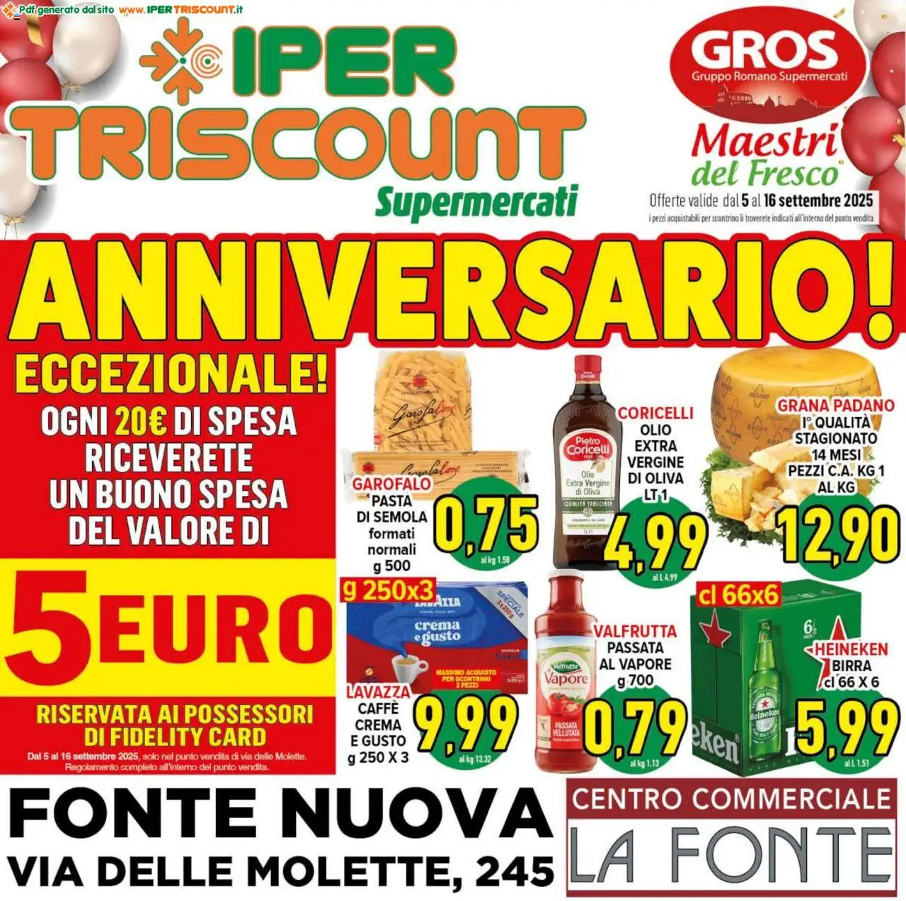 Volantino Ipertriscount valido da 05/09/2025 numero di pagina 1 - Pasta, Crema, Birra, Olio, Heineken, Grana Padano, Semola, Garofalo