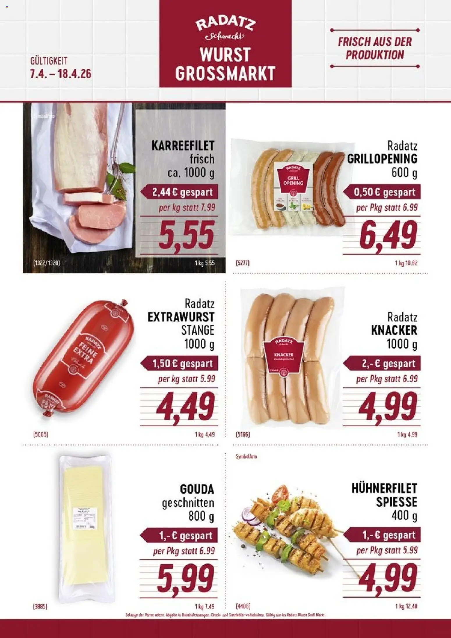 Vorschau der Angebote: Radatz Radatz Flugblatt gültig ab 07.04.2026 - Wurst, Grill