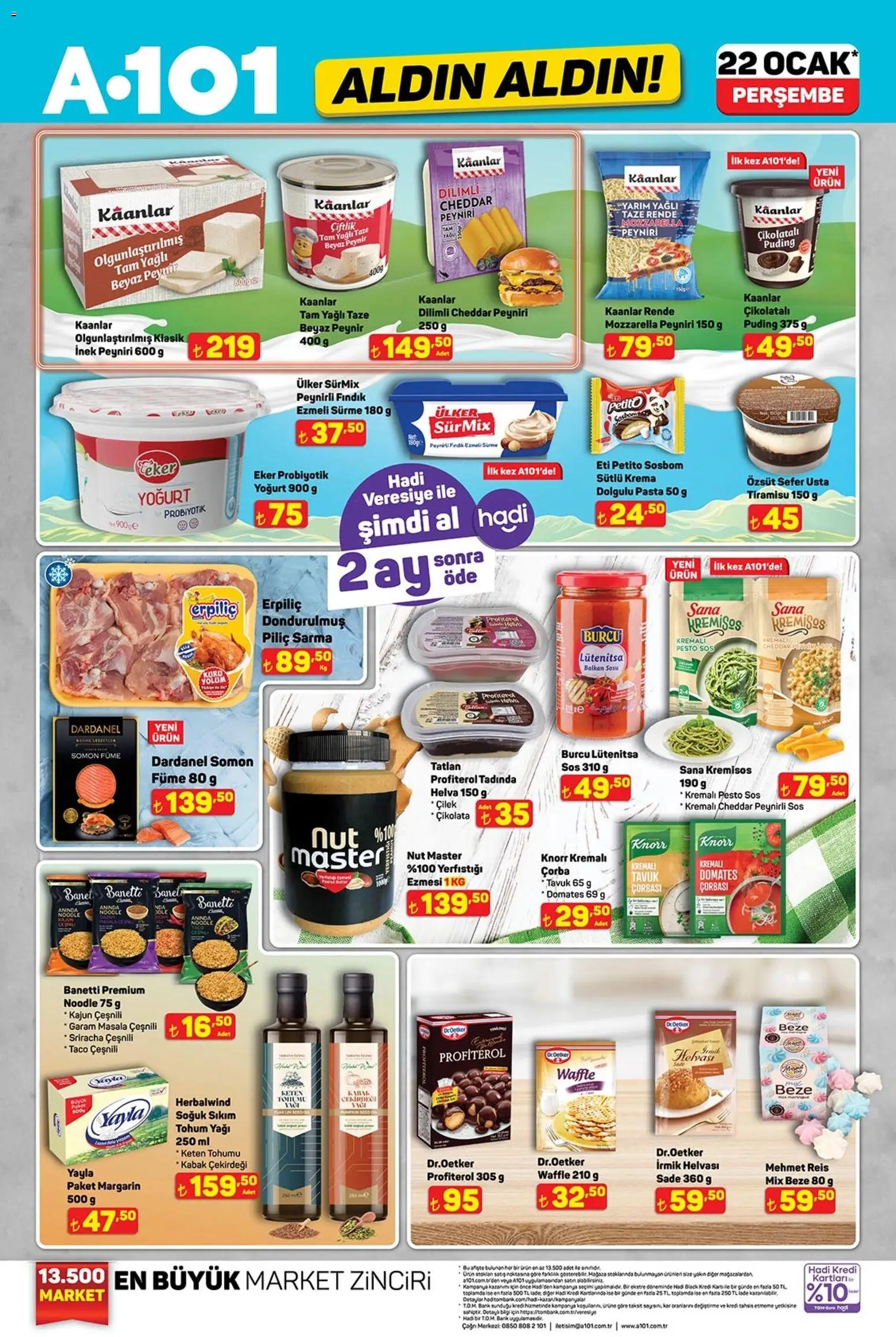 A101 Katalog Aldın Aldın 22.01.2026 - Broşürünün önizlemesi - Fındık, Krema, Profiterol, Domates, Yoğurt, Somon, Sos, Cheddar