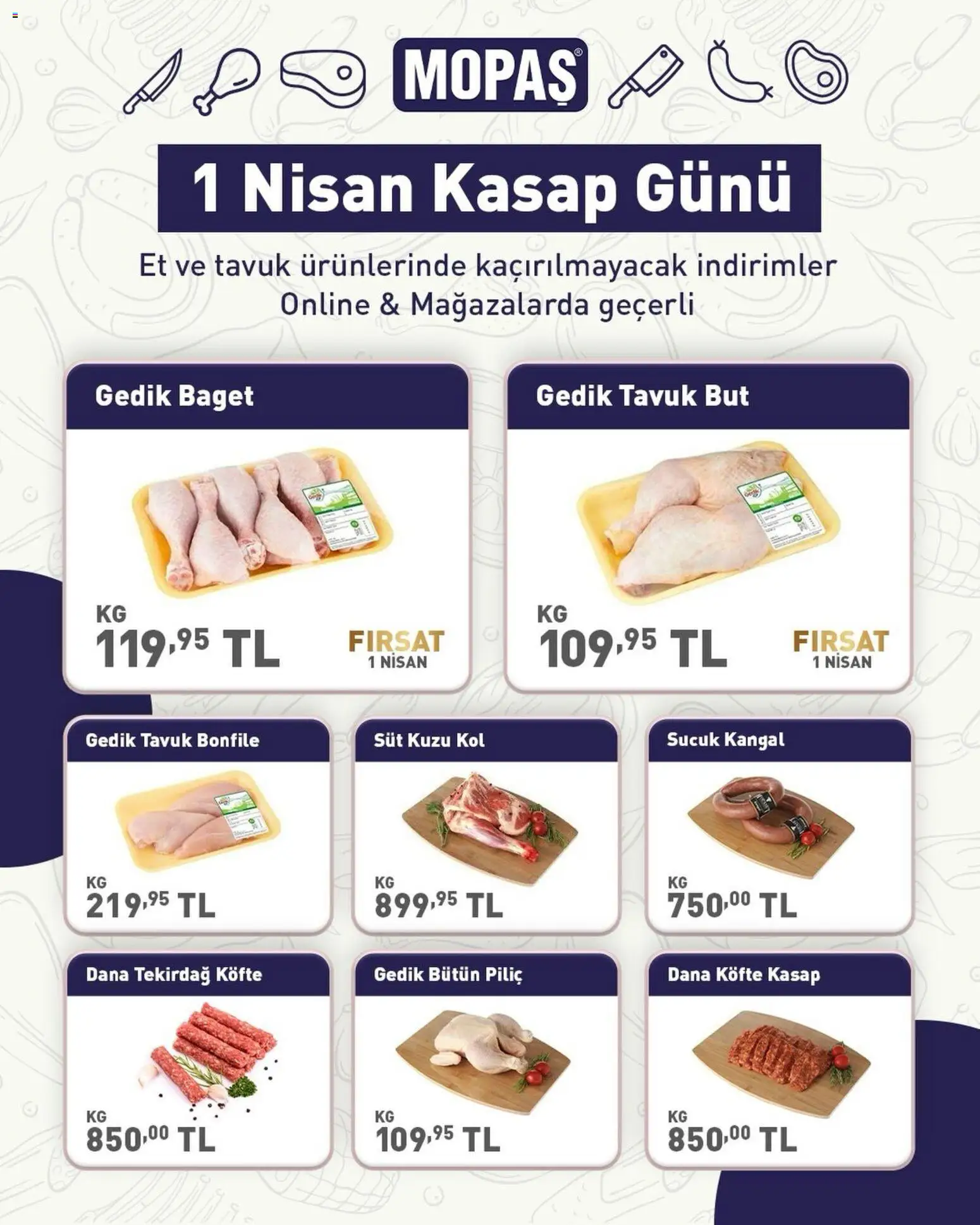 Mopaş Mopaş - Katalog Kasap 01.04.2026 - Broşürünün önizlemesi - Et, Süt, Sucuk, Bonfile, Piliç