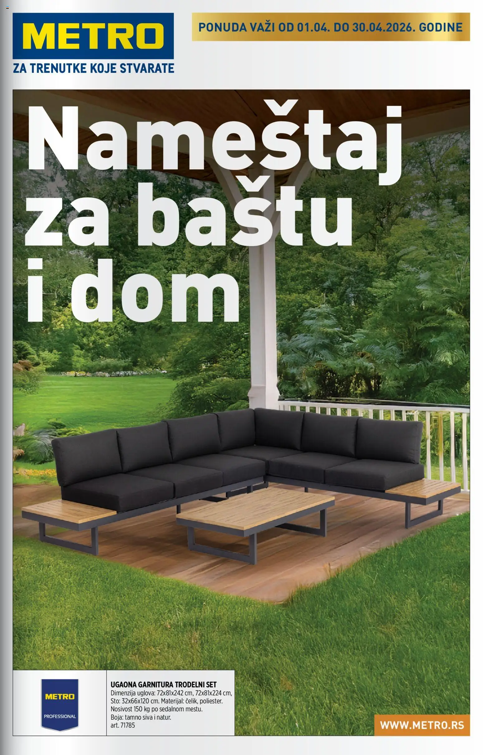 Pregled Metro kataloga - važi od 01.04.2026 - Ugaona garnitura, Sto