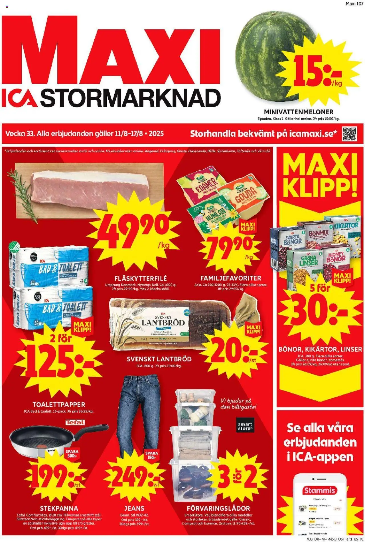 Aktuella reklamblad ICA Maxi är giltig 11/08 2025 > Veckans Erbjudanden gäller från 11/08/2025 till 17/08/2025 sidnummer 1