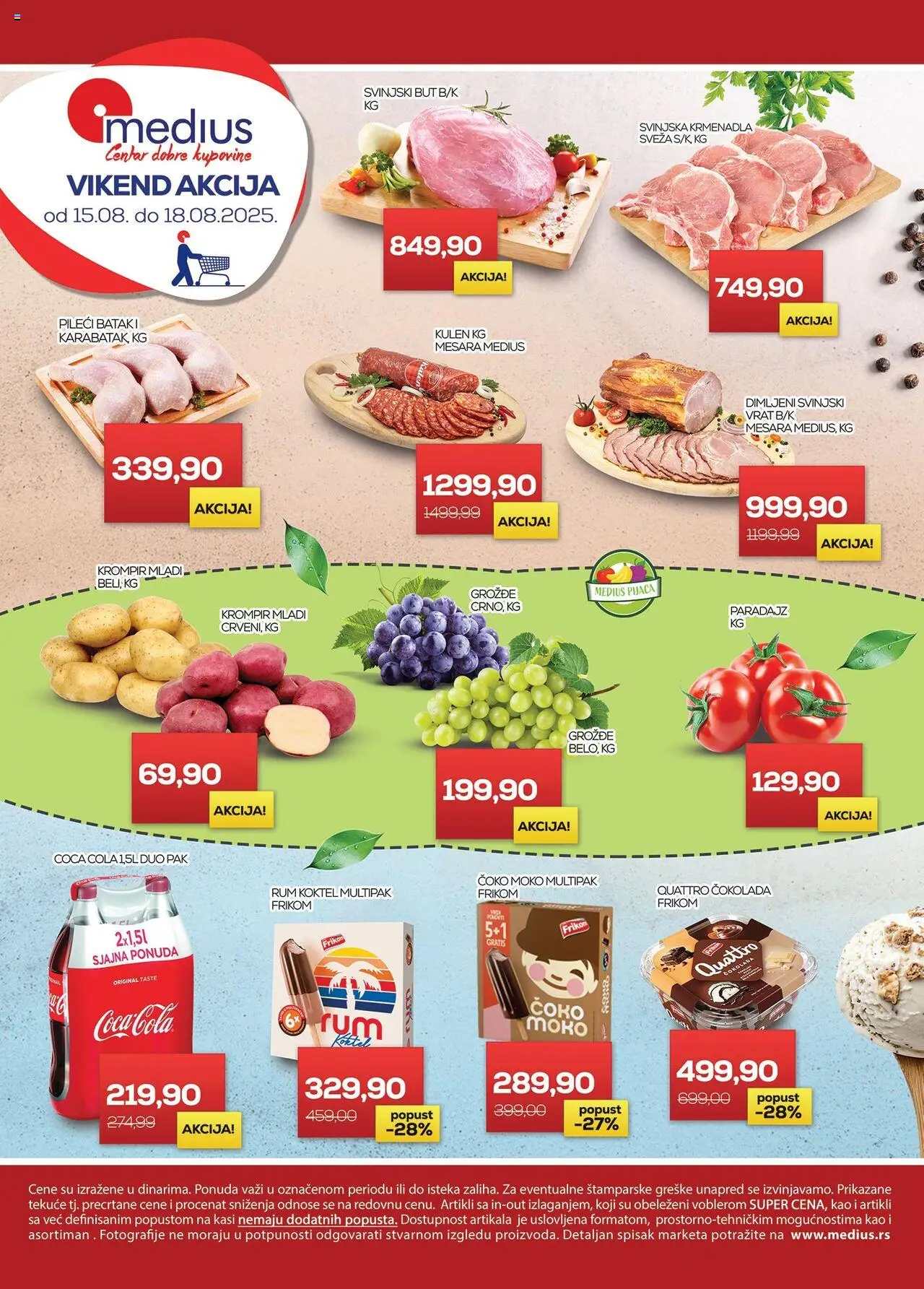 Medius katalog važi od 15.08.2025 - stranica 1 - Krompir, Čokolada, Rum, Grožđe, Kulen, Svinjski but, Vrat, Dimljeni svinjski vrat