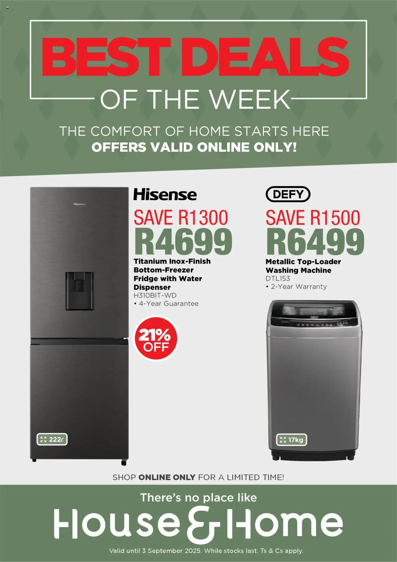 House and Home Best Deals of the Week from 27/08 - 03/09/2025 > Promotions