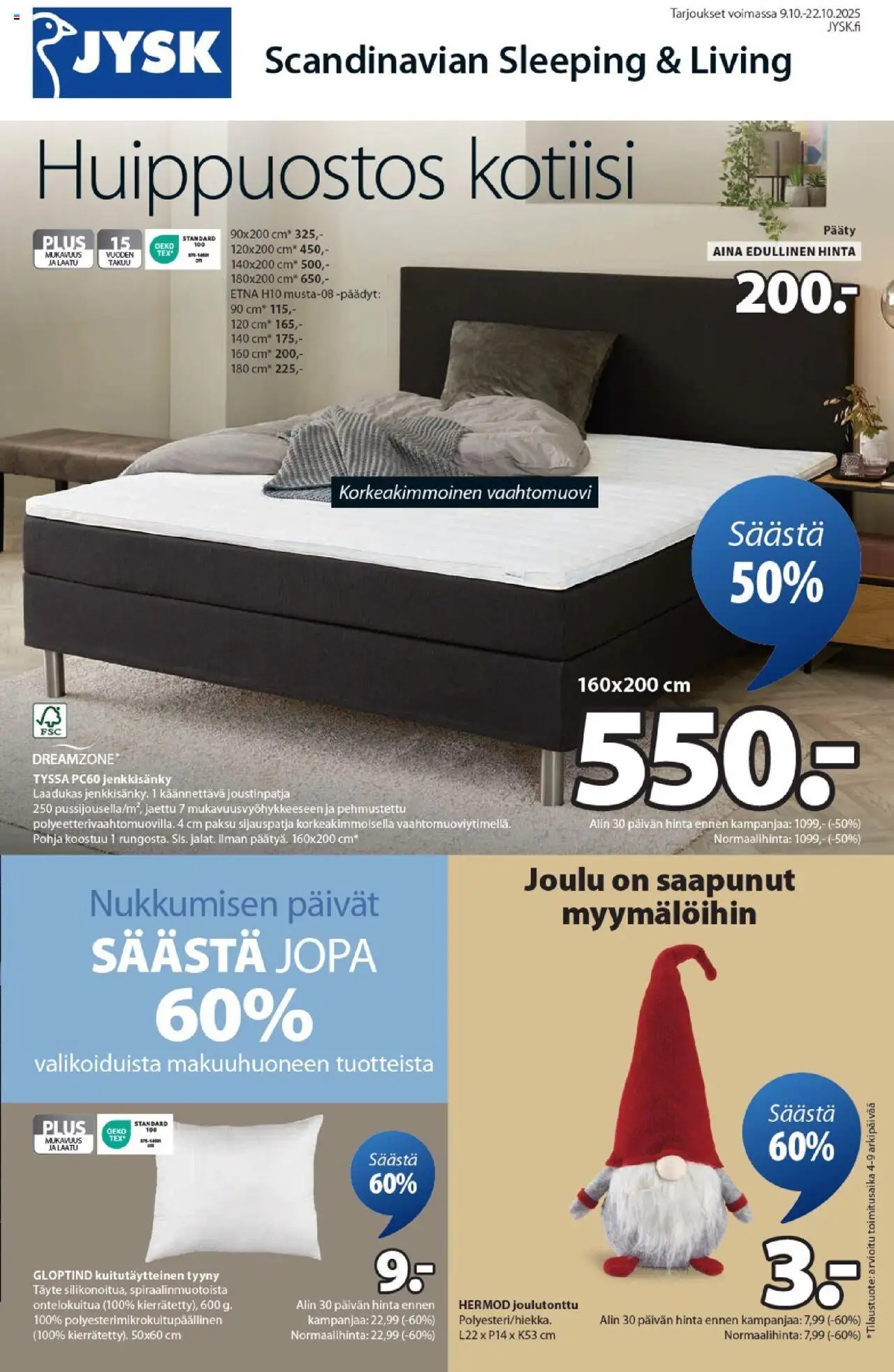 JYSK-kaupan Tarjoukset voimassa 09/10/2025 - Sivulla 1