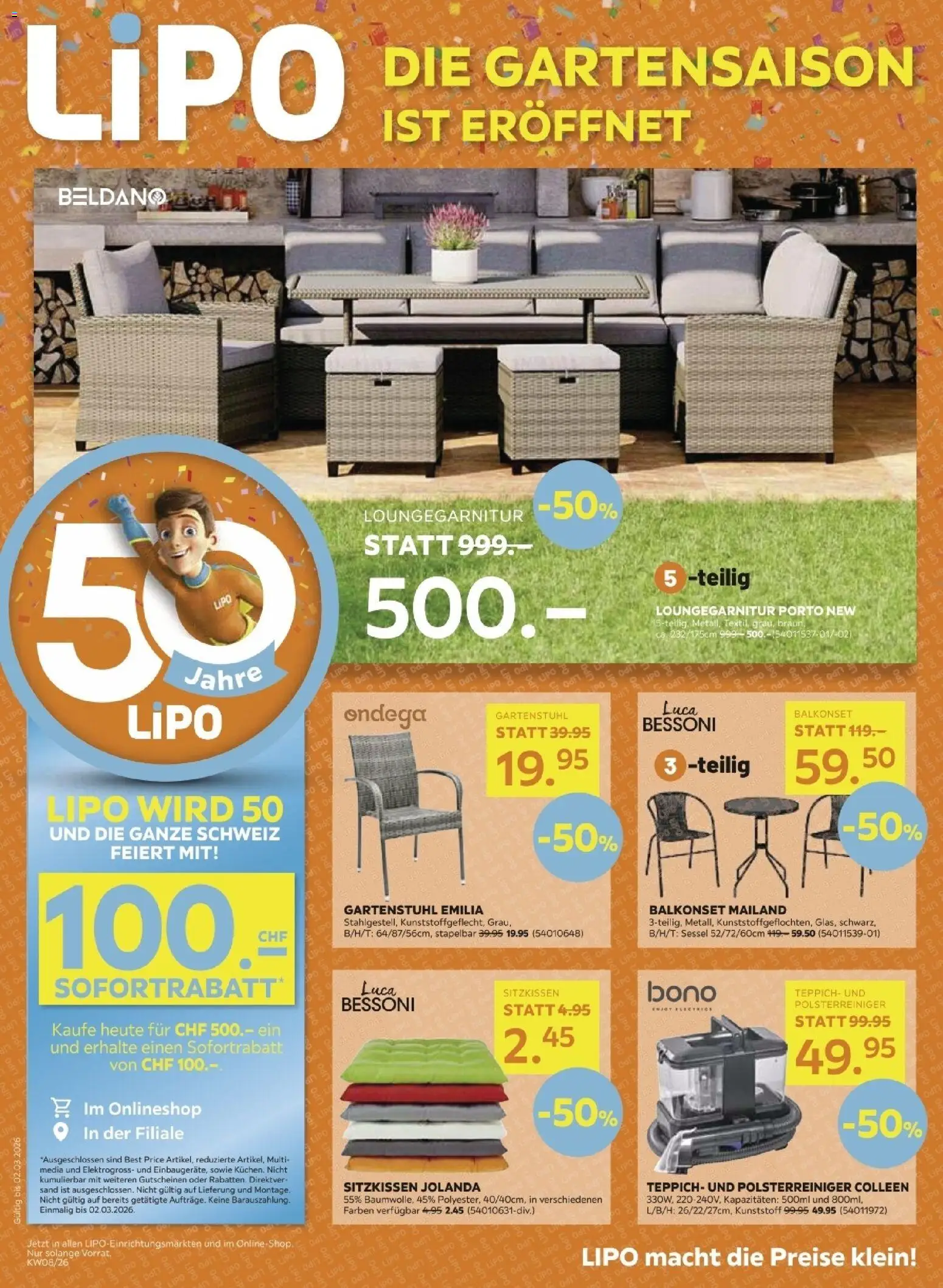 Vorschau des Merkblatts Aktionen vom Shop Lipo gültig von 17.02.2026 bis 02.03.2026 - Teppich, Sessel